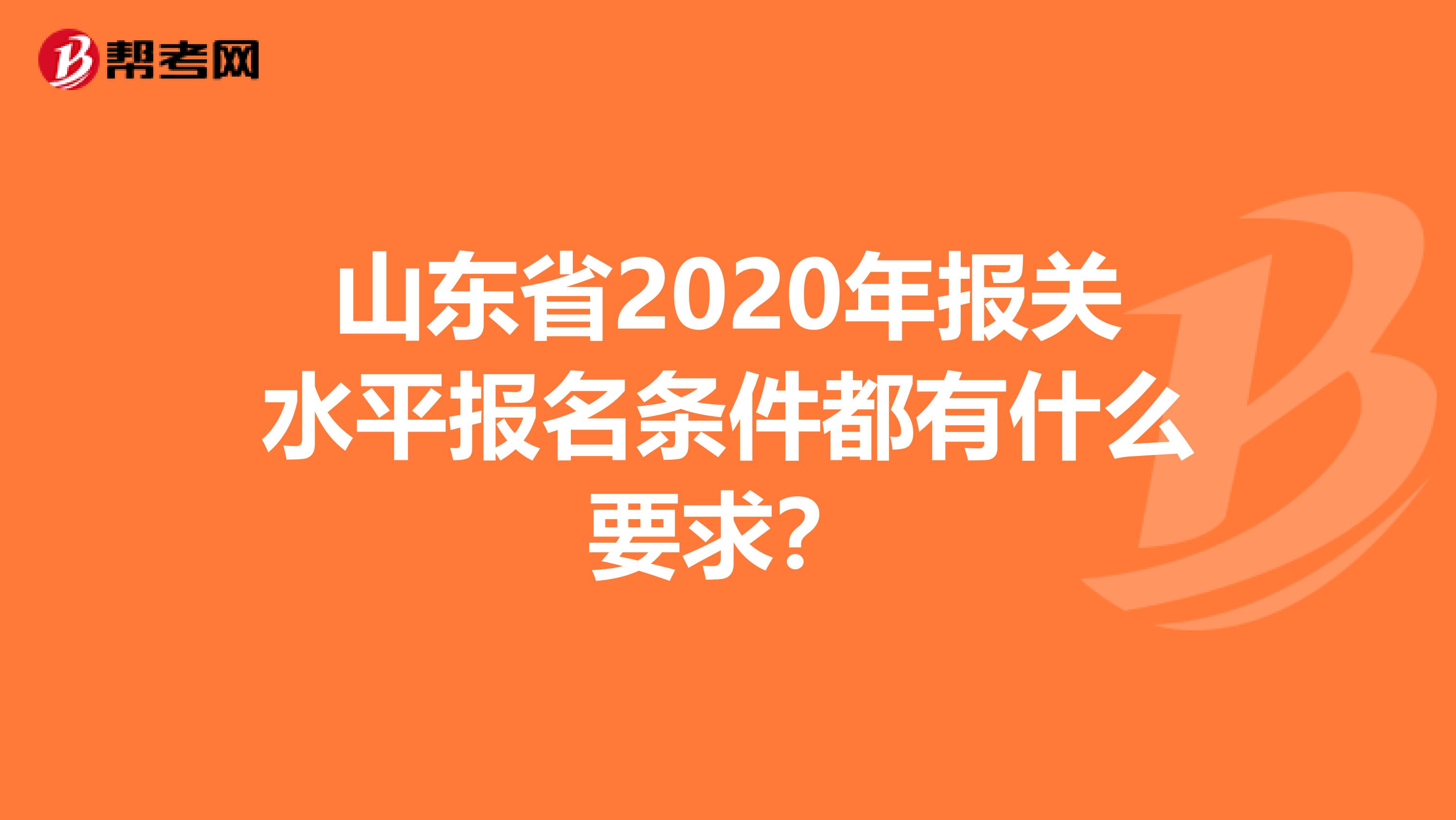 山东省2020年报关水平报名条件都有什么要求？