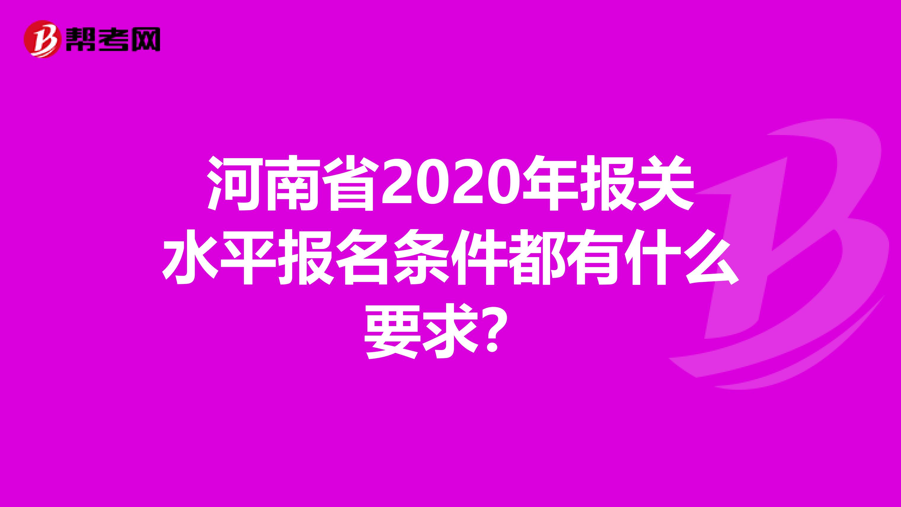 河南省2020年报关水平报名条件都有什么要求？