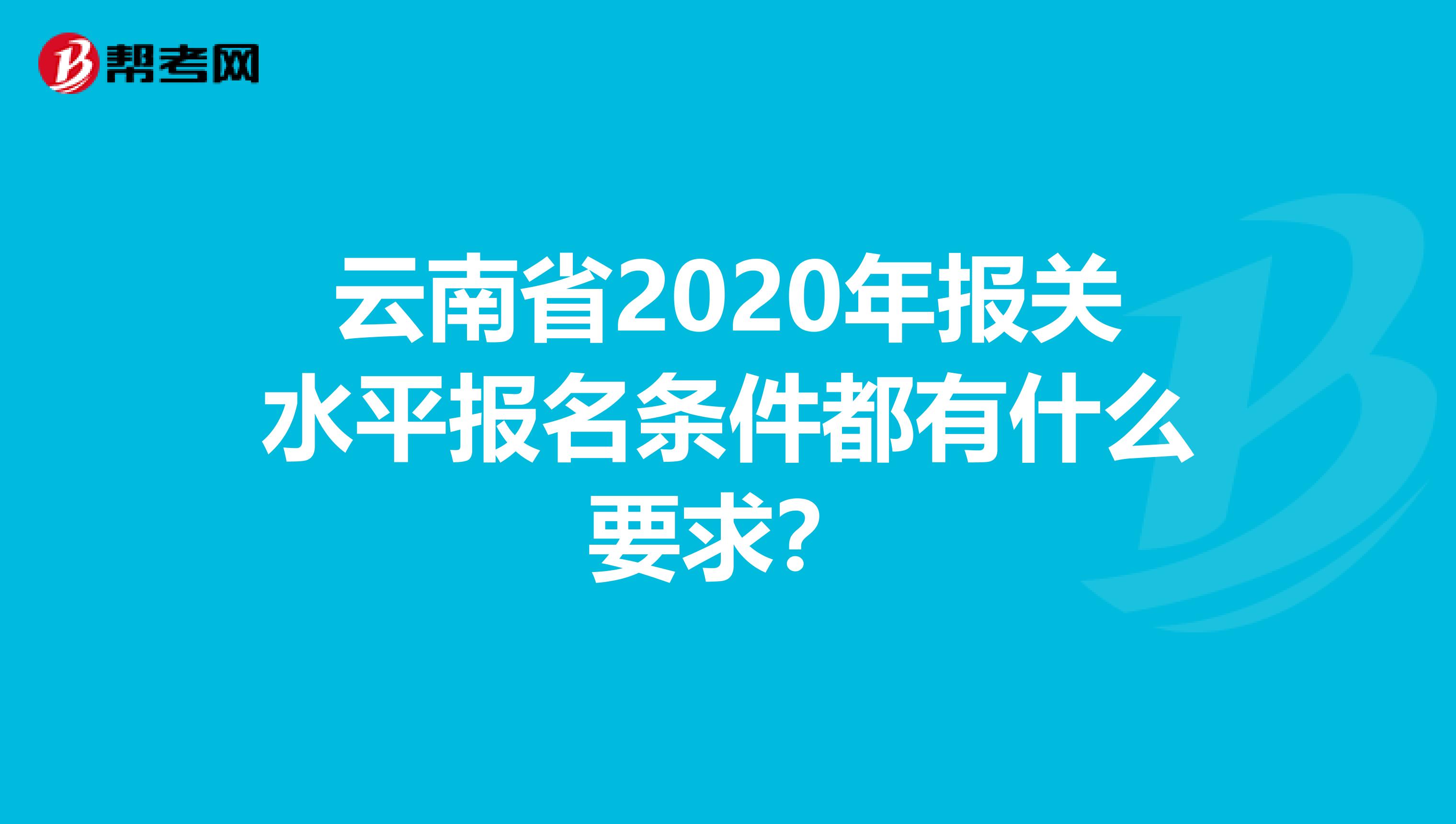 云南省2020年报关水平报名条件都有什么要求？