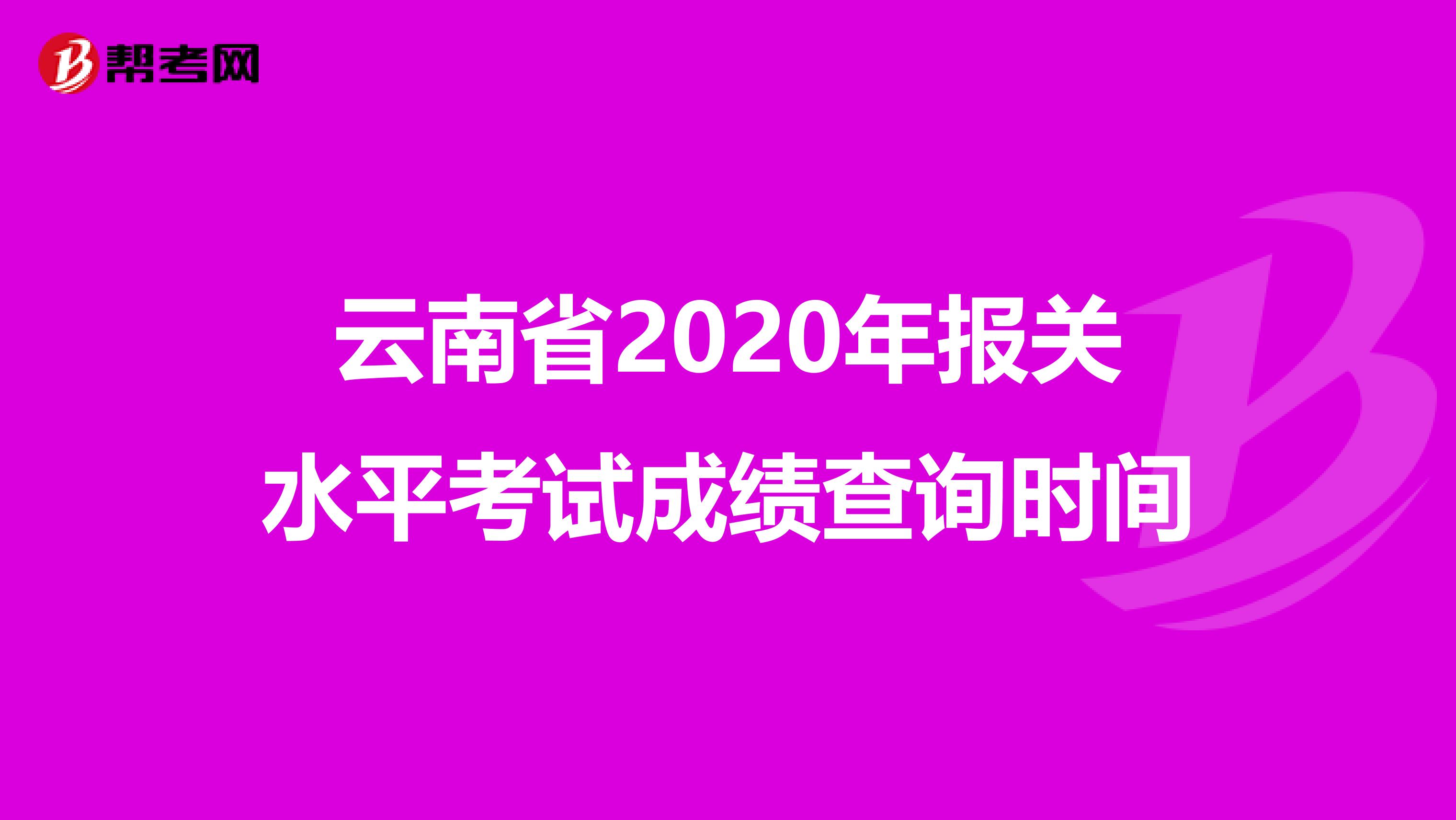 云南省2020年报关水平考试成绩查询时间