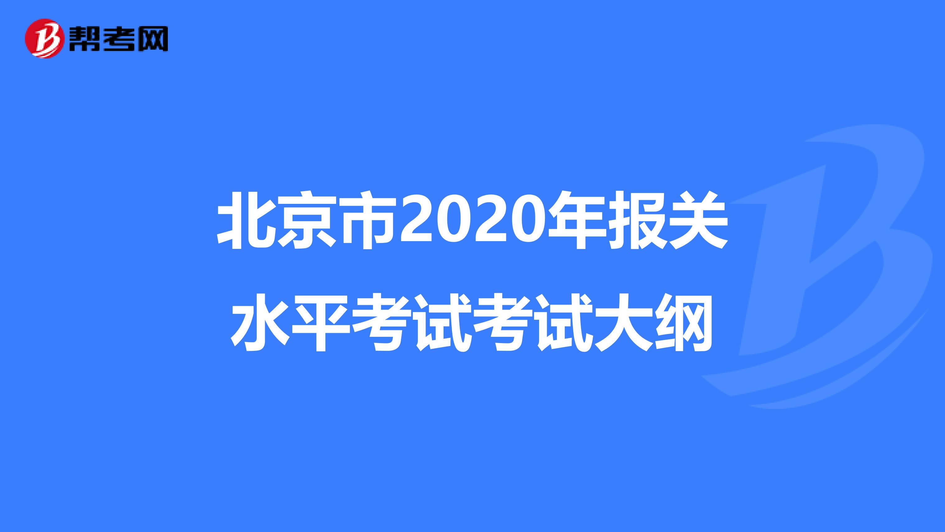 北京市2020年报关水平考试考试大纲