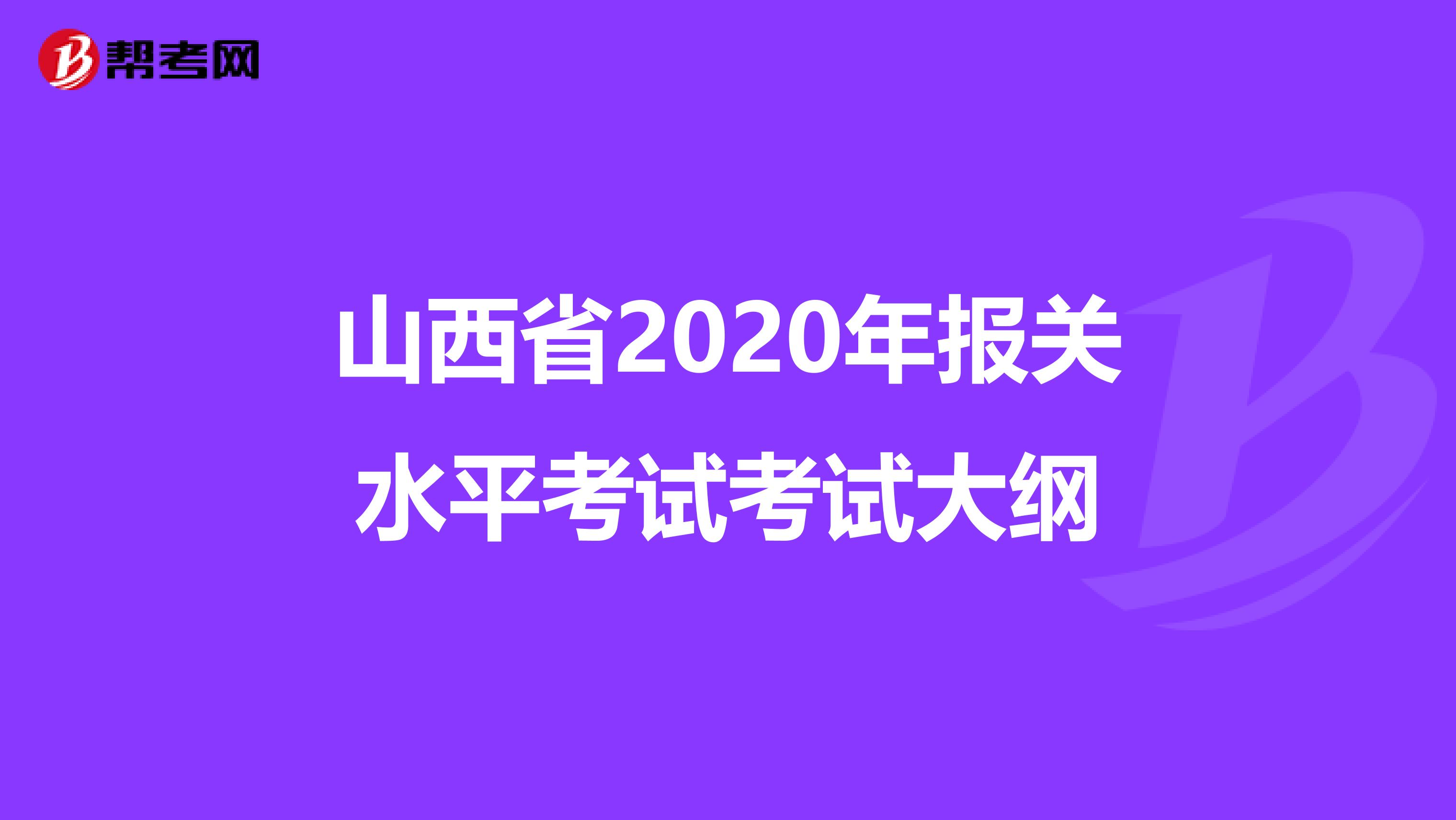 山西省2020年报关水平考试考试大纲