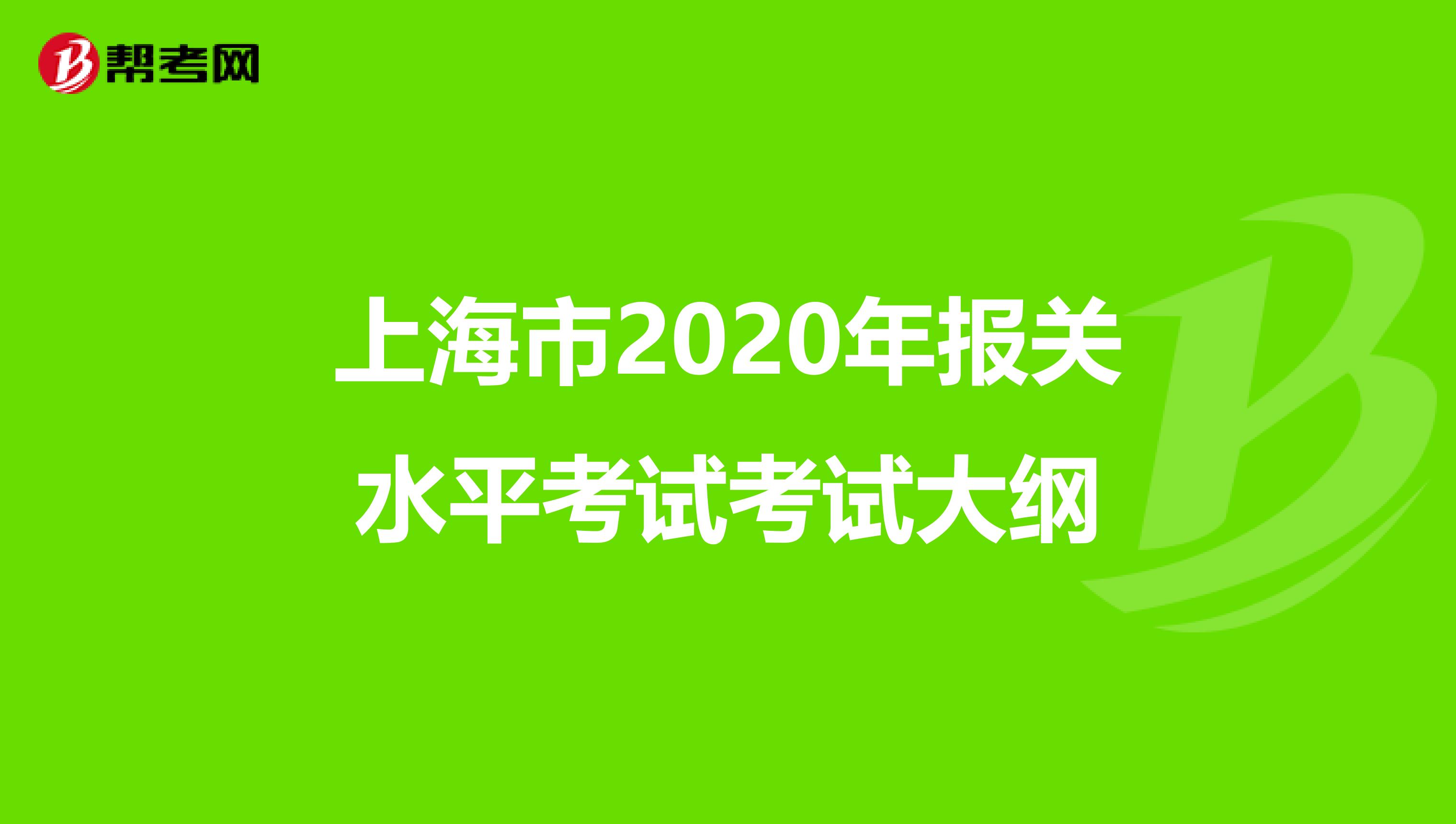 上海市2020年报关水平考试考试大纲