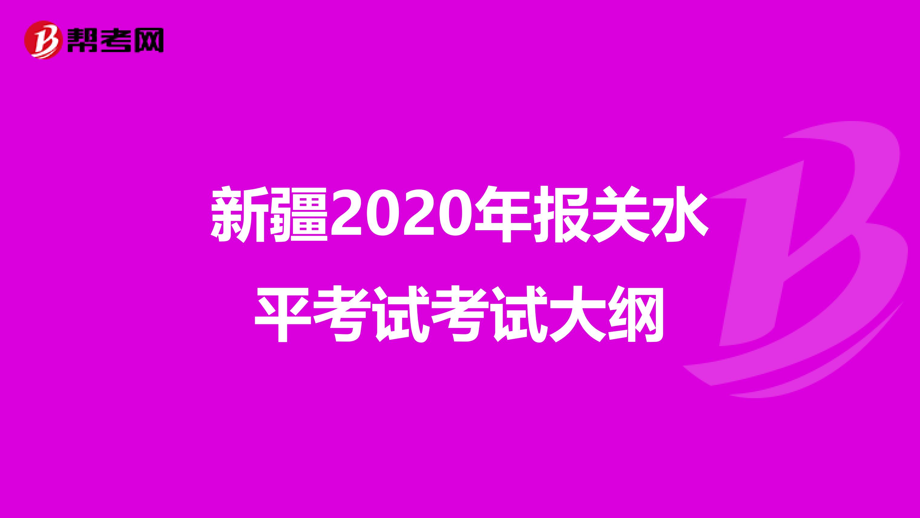 新疆2020年报关水平考试考试大纲