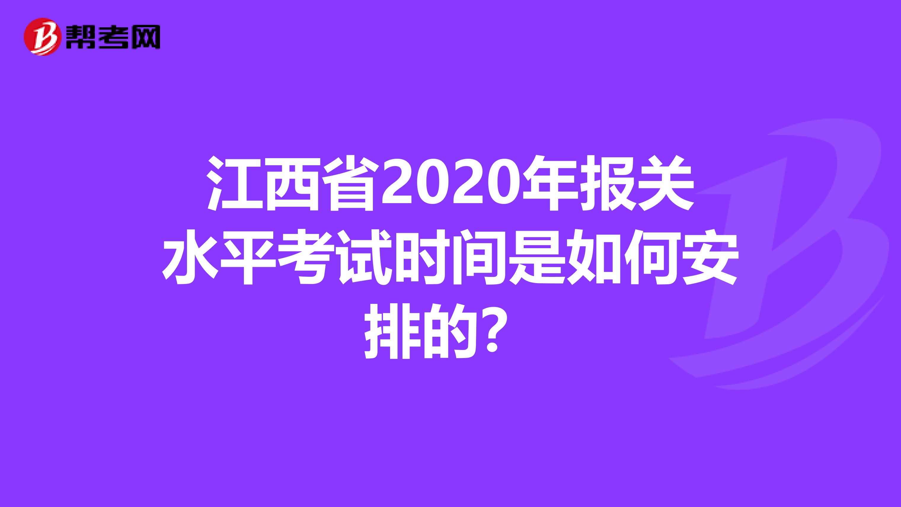 江西省2020年报关水平考试时间是如何安排的？