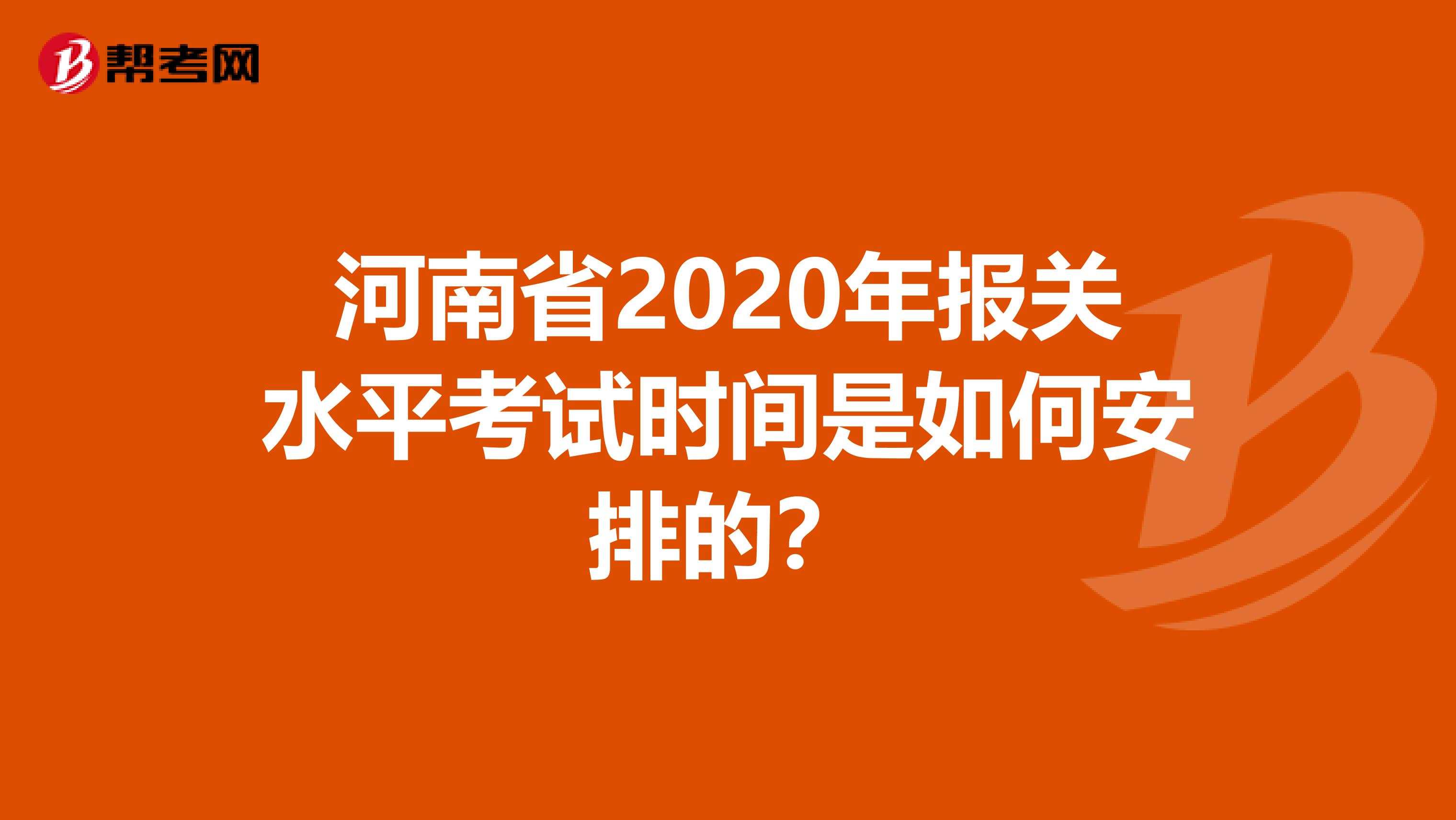 河南省2020年报关水平考试时间是如何安排的？