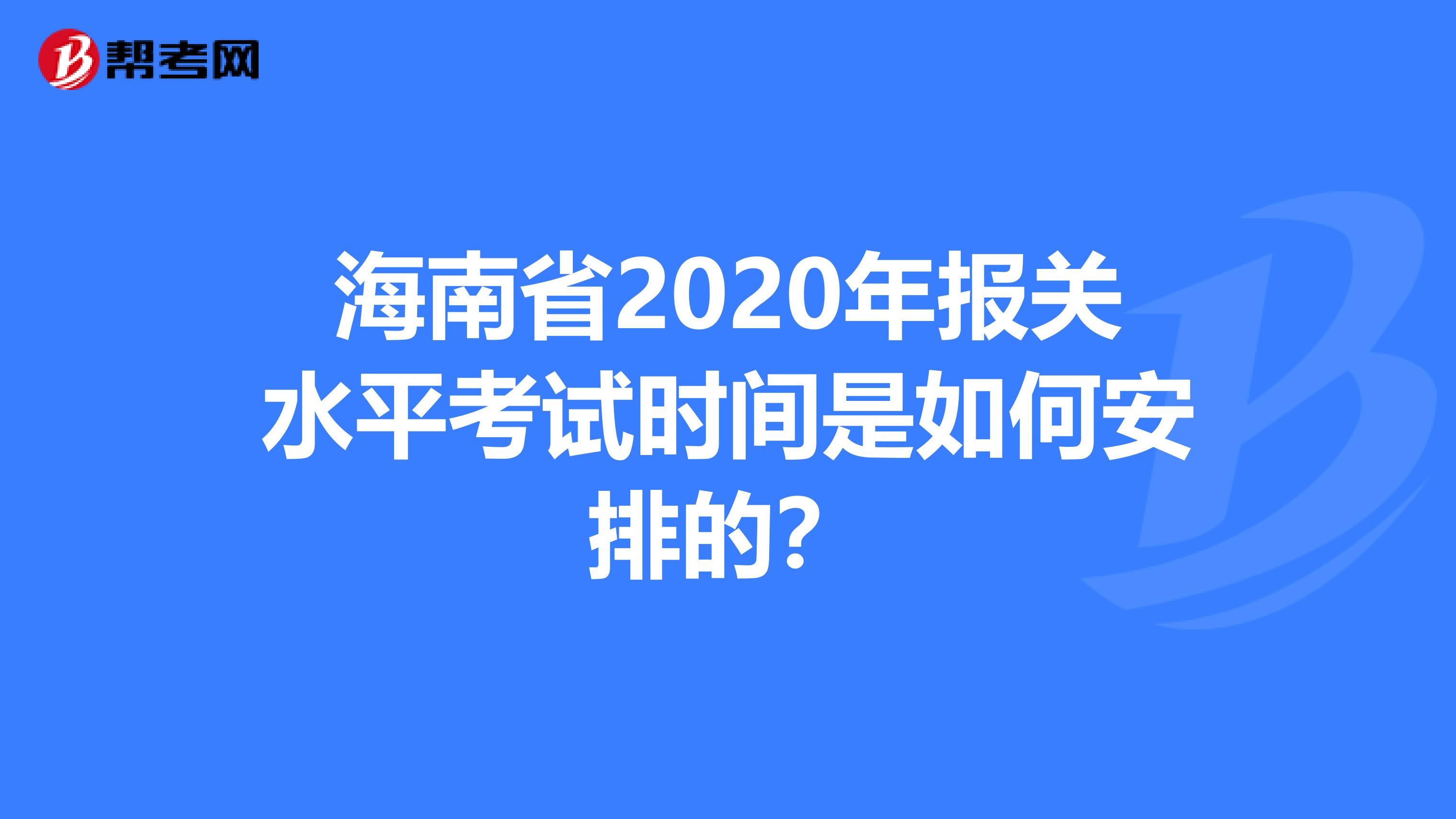 海南省2020年报关水平考试时间是如何安排的？