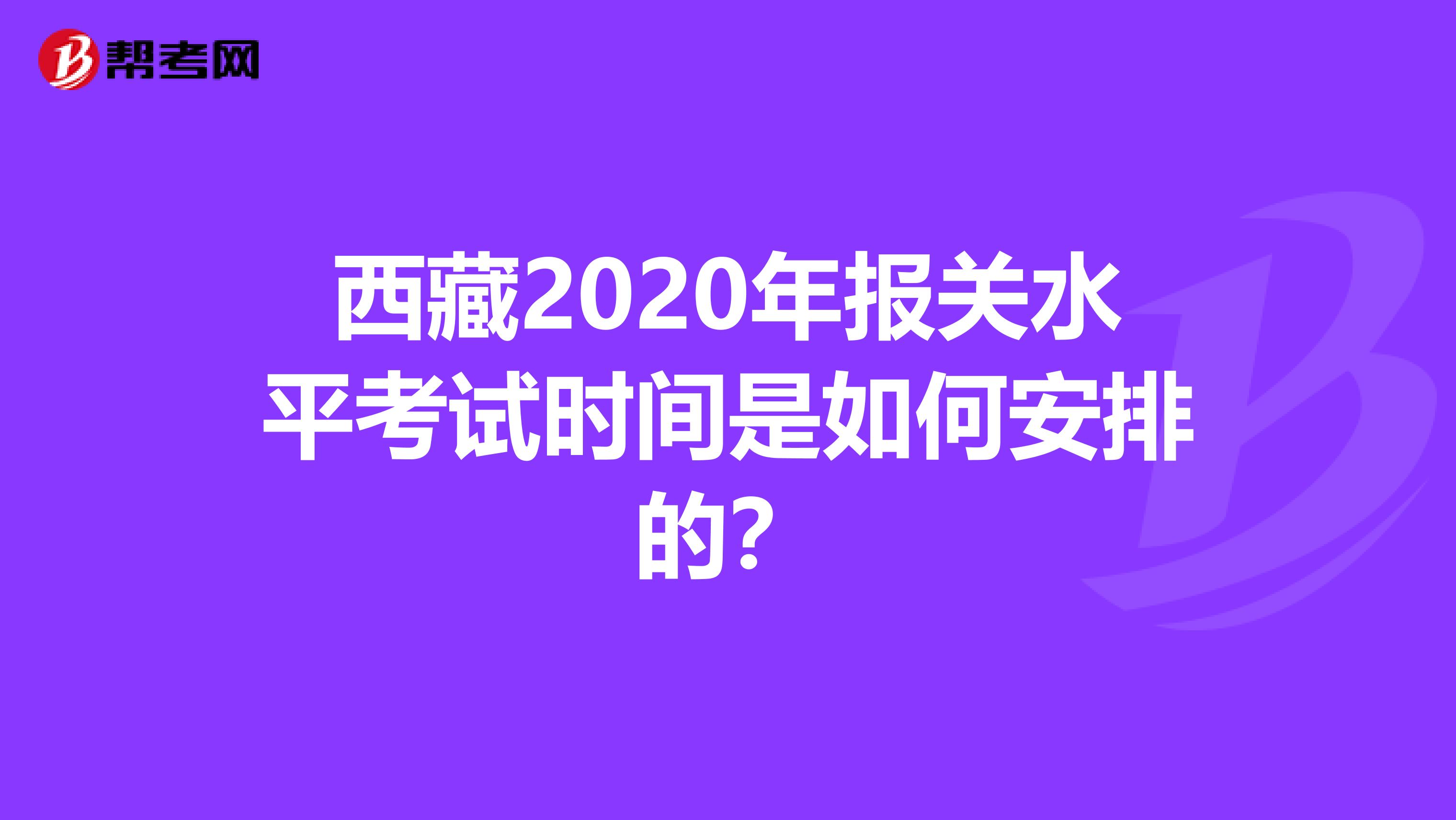 西藏2020年报关水平考试时间是如何安排的？