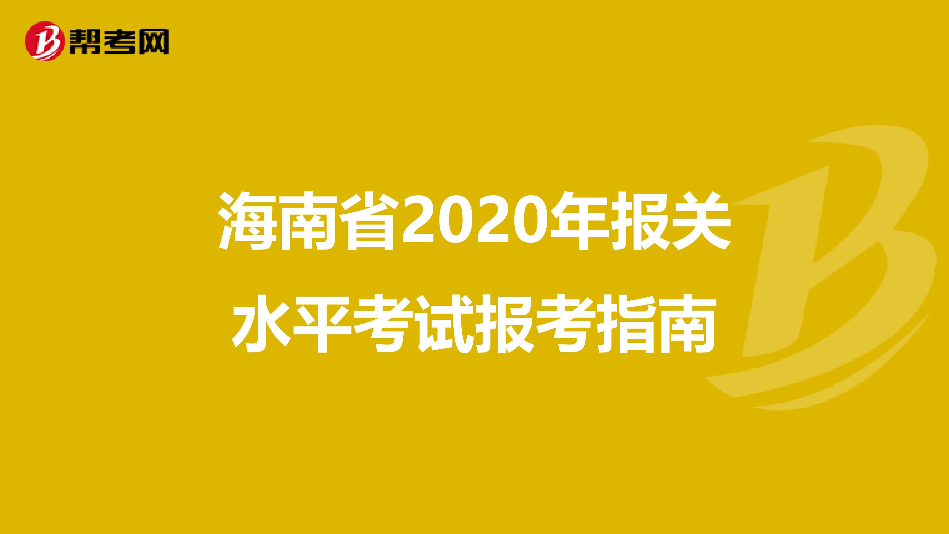 海南省2020年报关水平考试报考指南