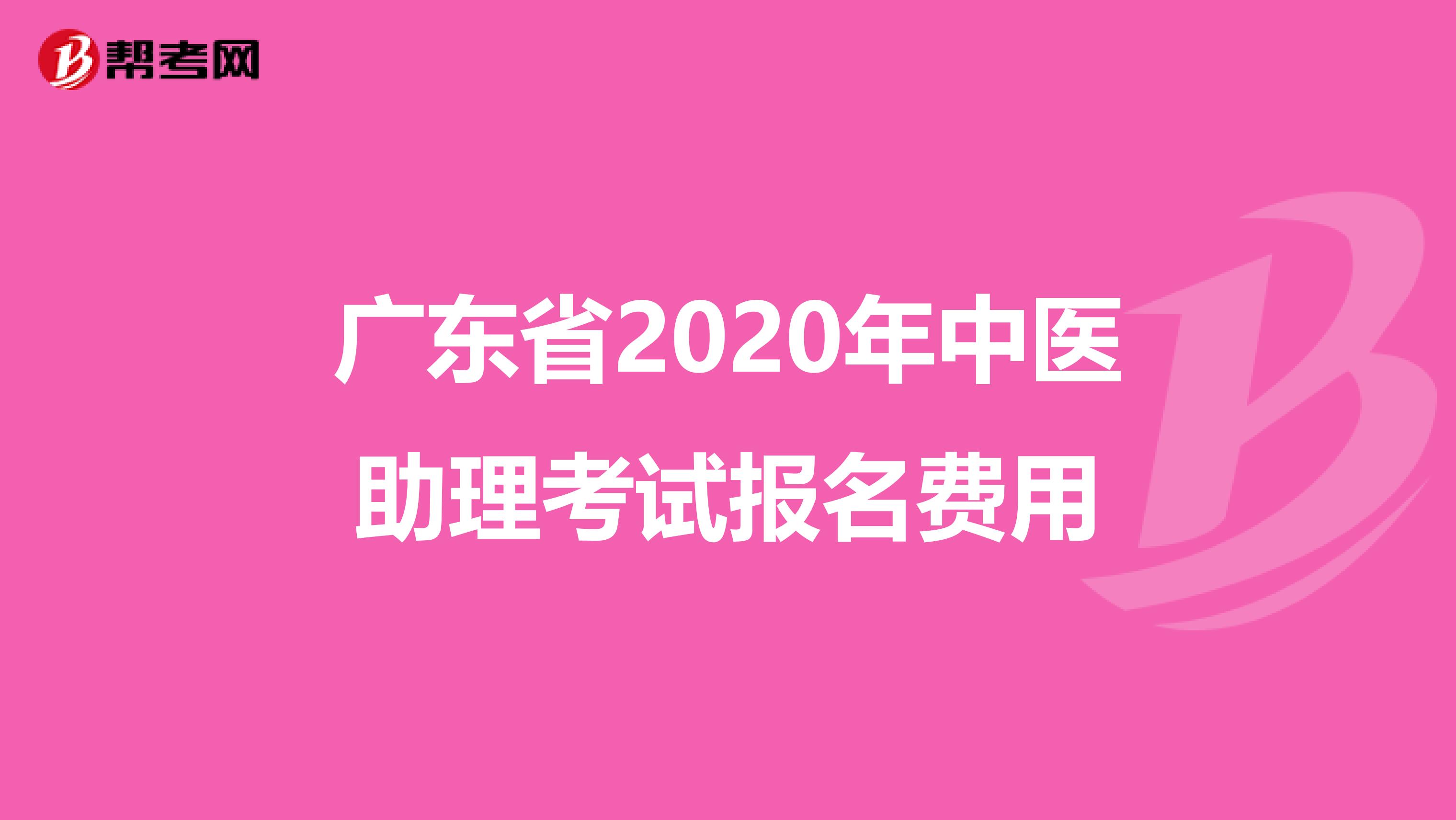 广东省2020年中医助理考试报名费用