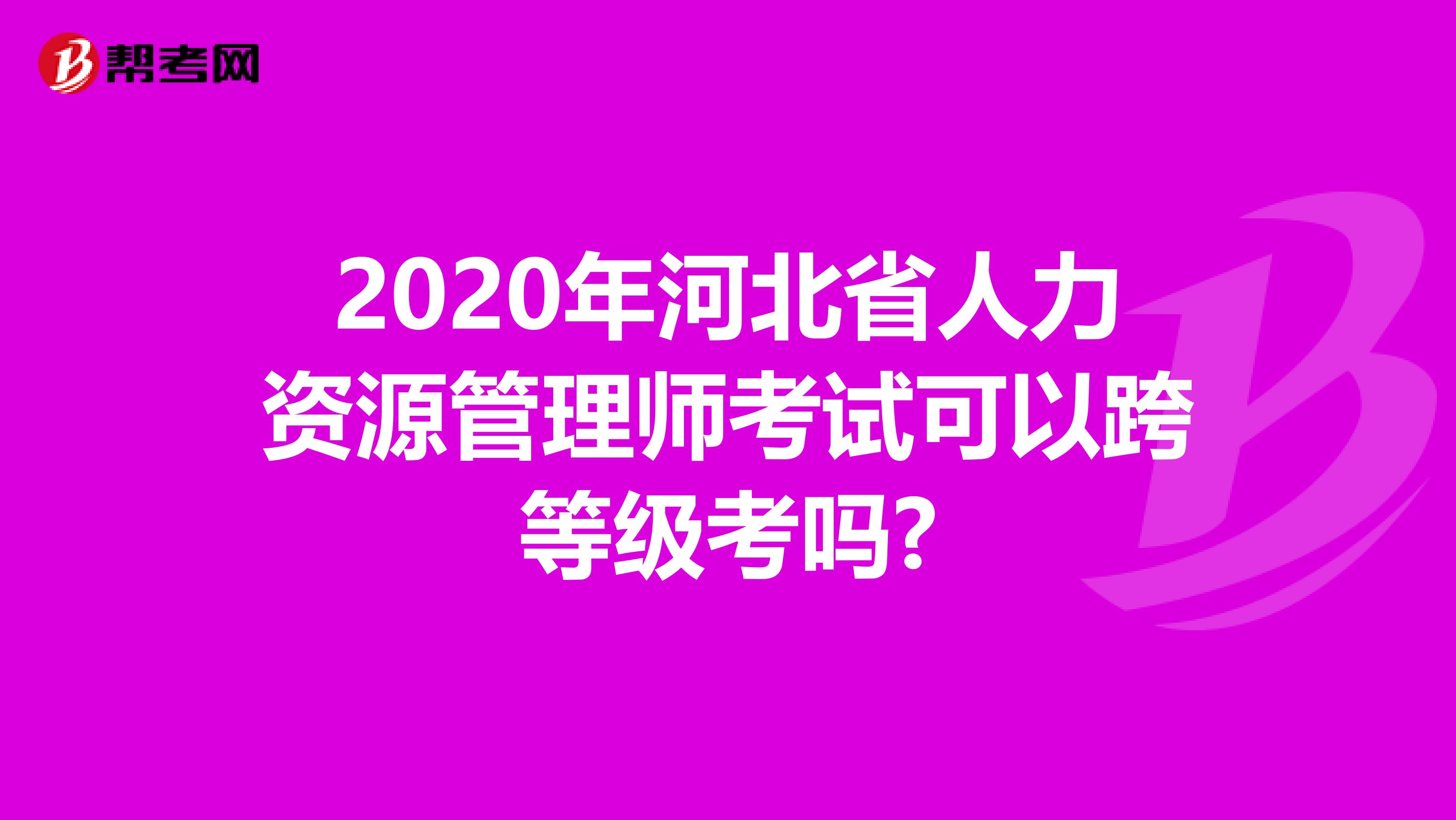 2020年河北省人力资源管理师考试可以跨等级考吗?