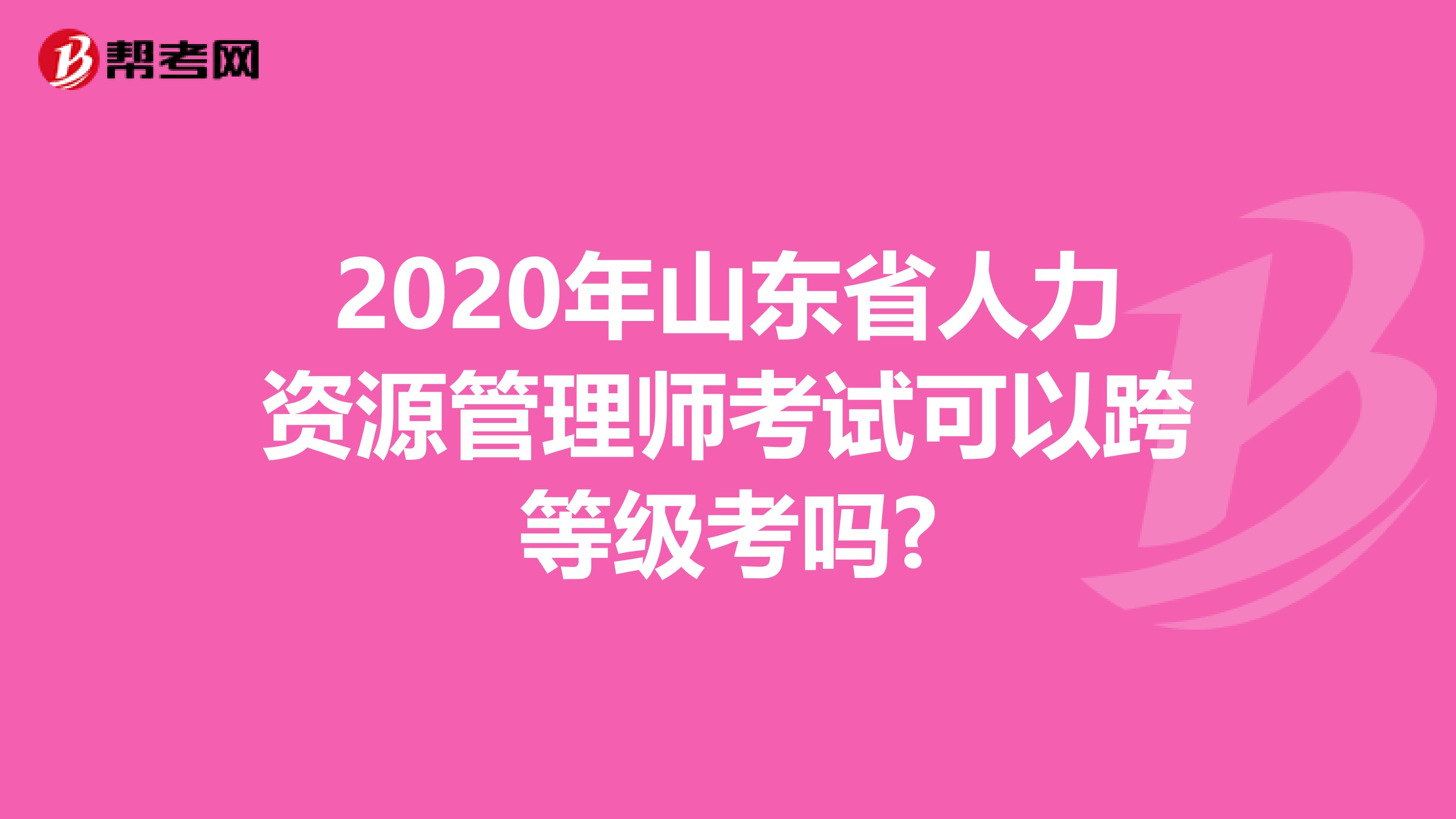 2020年山东省人力资源管理师考试可以跨等级考吗?