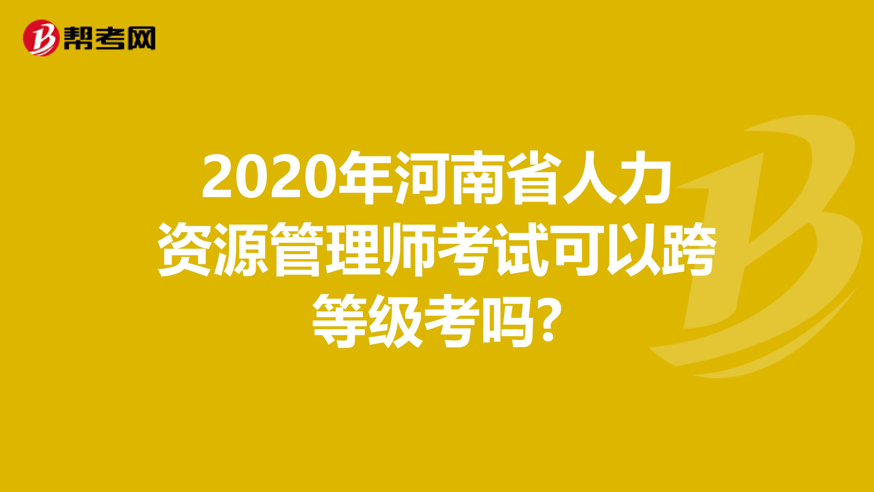 2020年河南省人力资源管理师考试可以跨等级考吗?