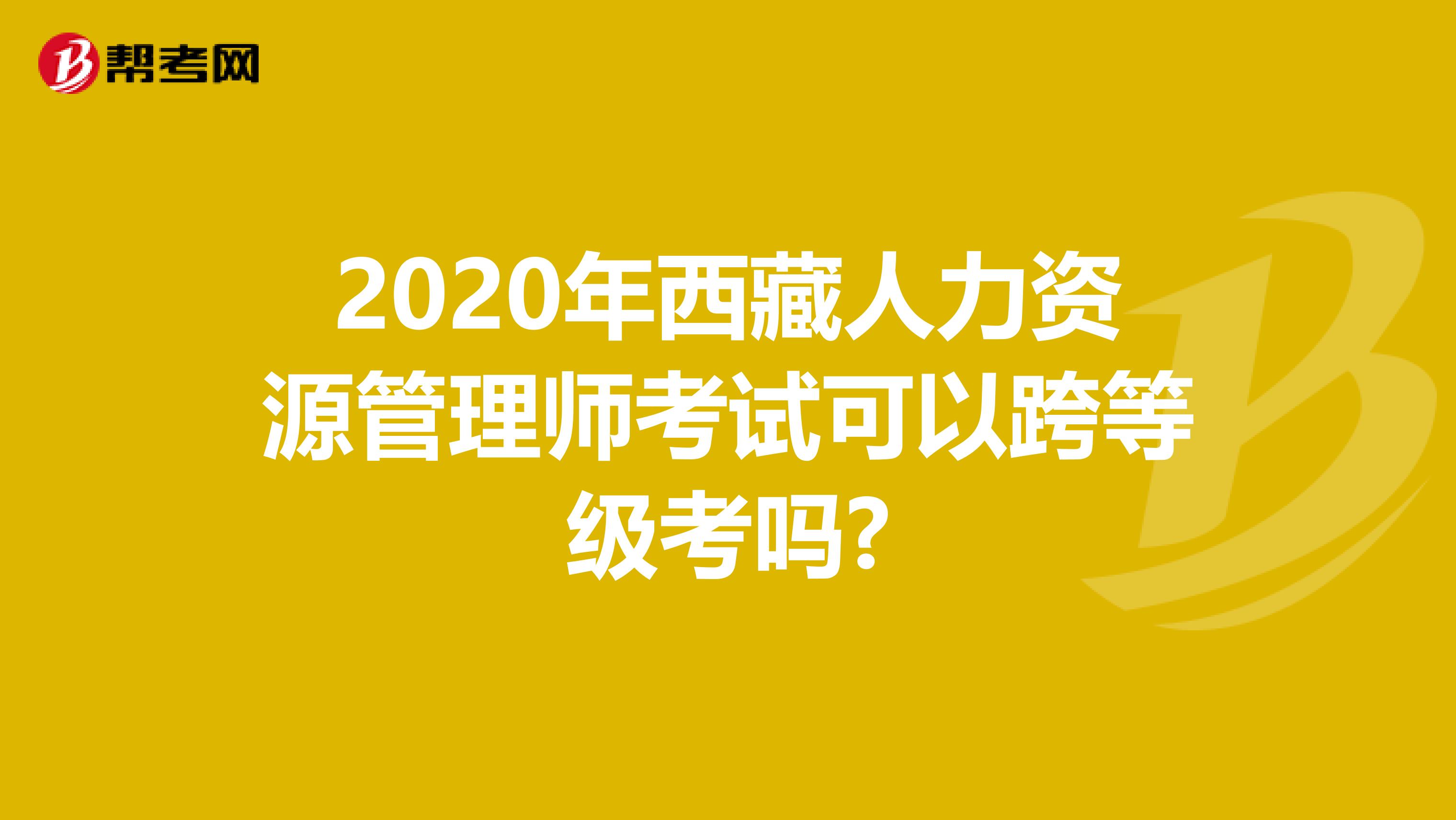 2020年西藏人力资源管理师考试可以跨等级考吗?