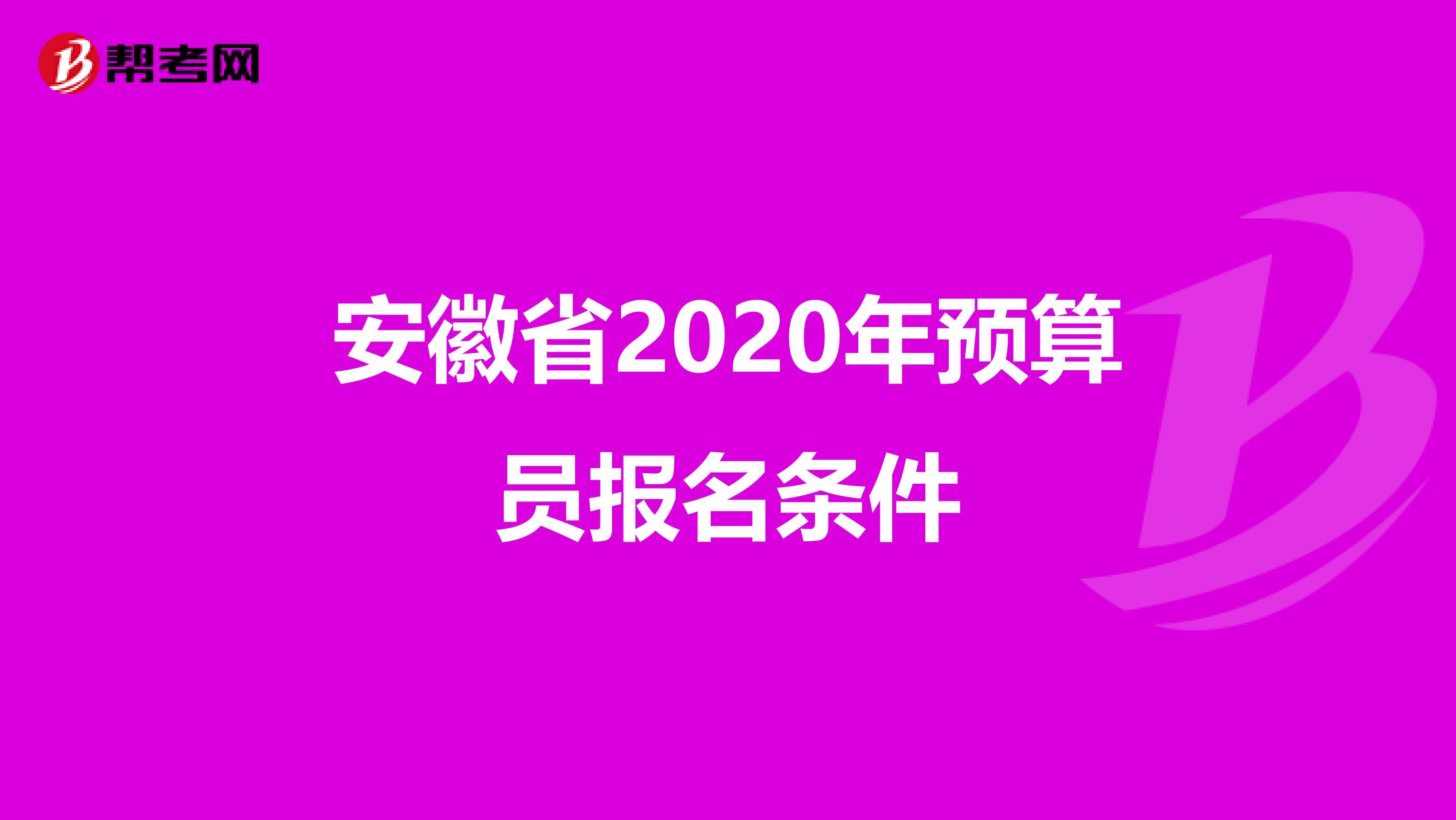 安徽省2020年预算员报名条件