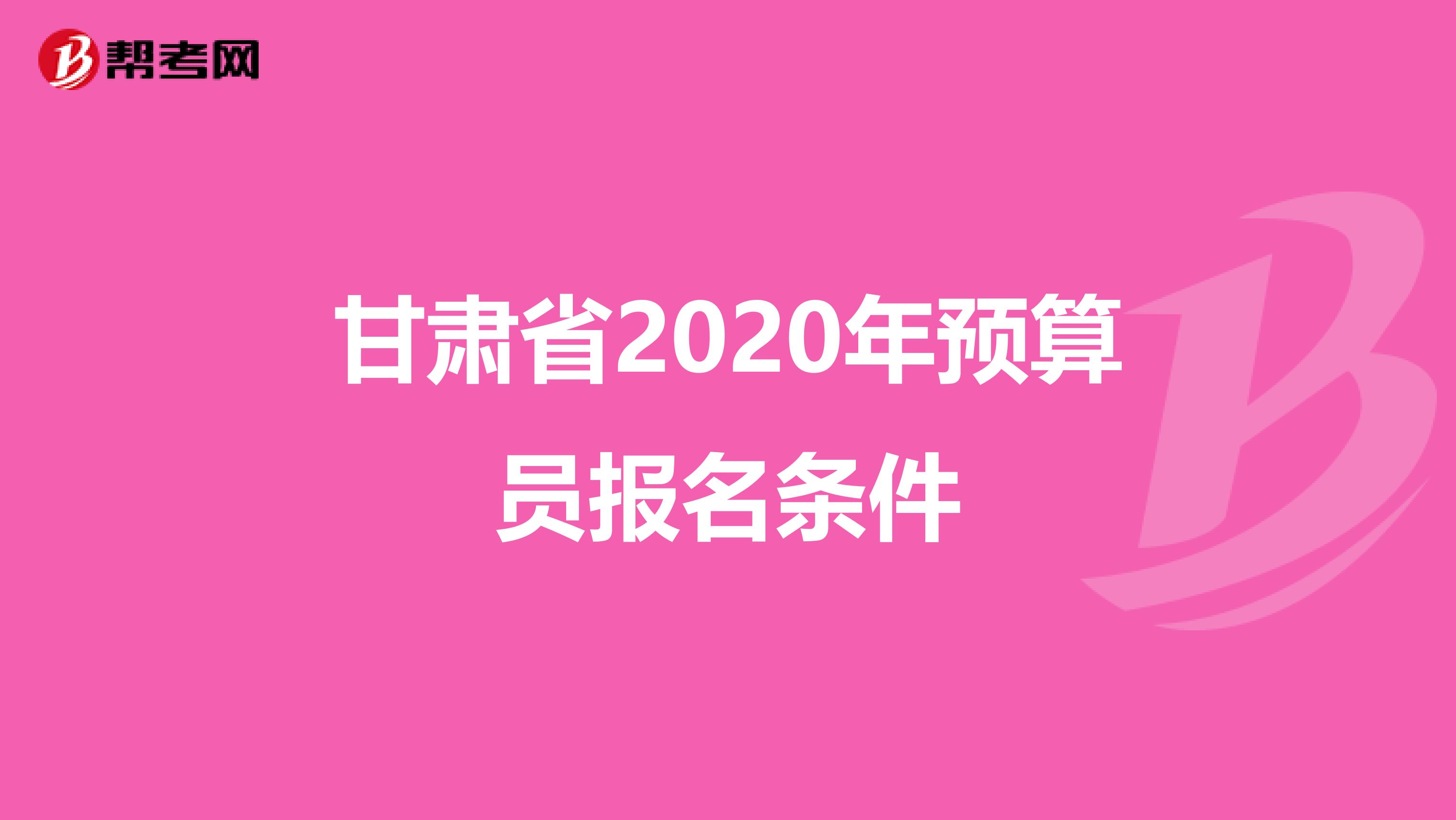 甘肃省2020年预算员报名条件