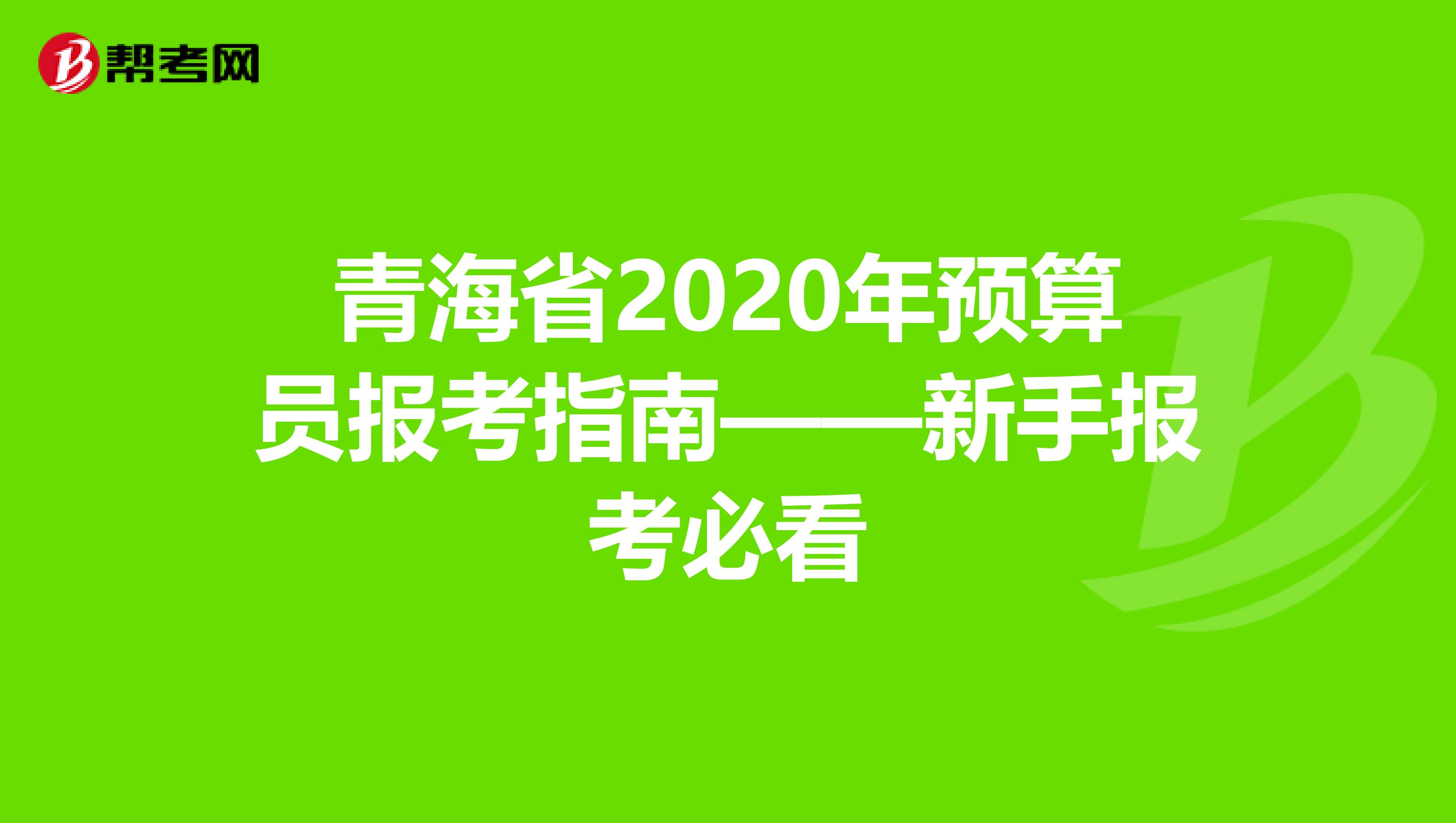 青海省2020年预算员报考指南——新手报考必看