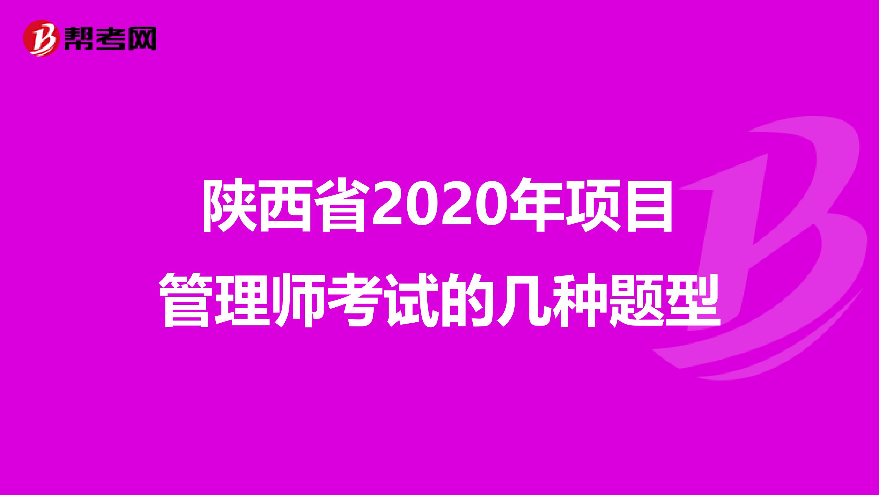 陕西省2020年项目管理师考试的几种题型