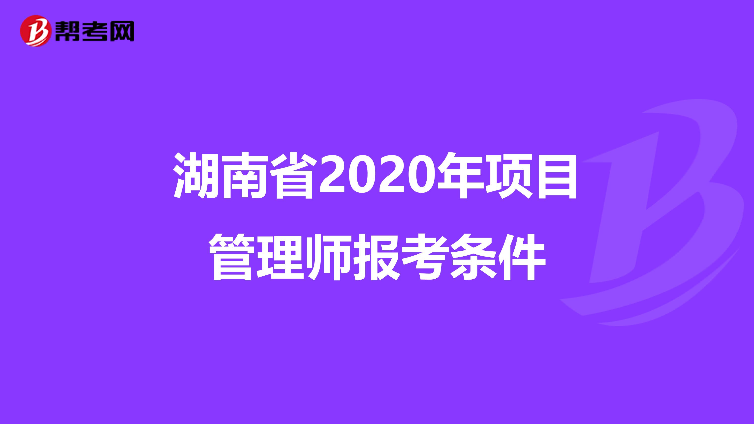 湖南省2020年项目管理师报考条件