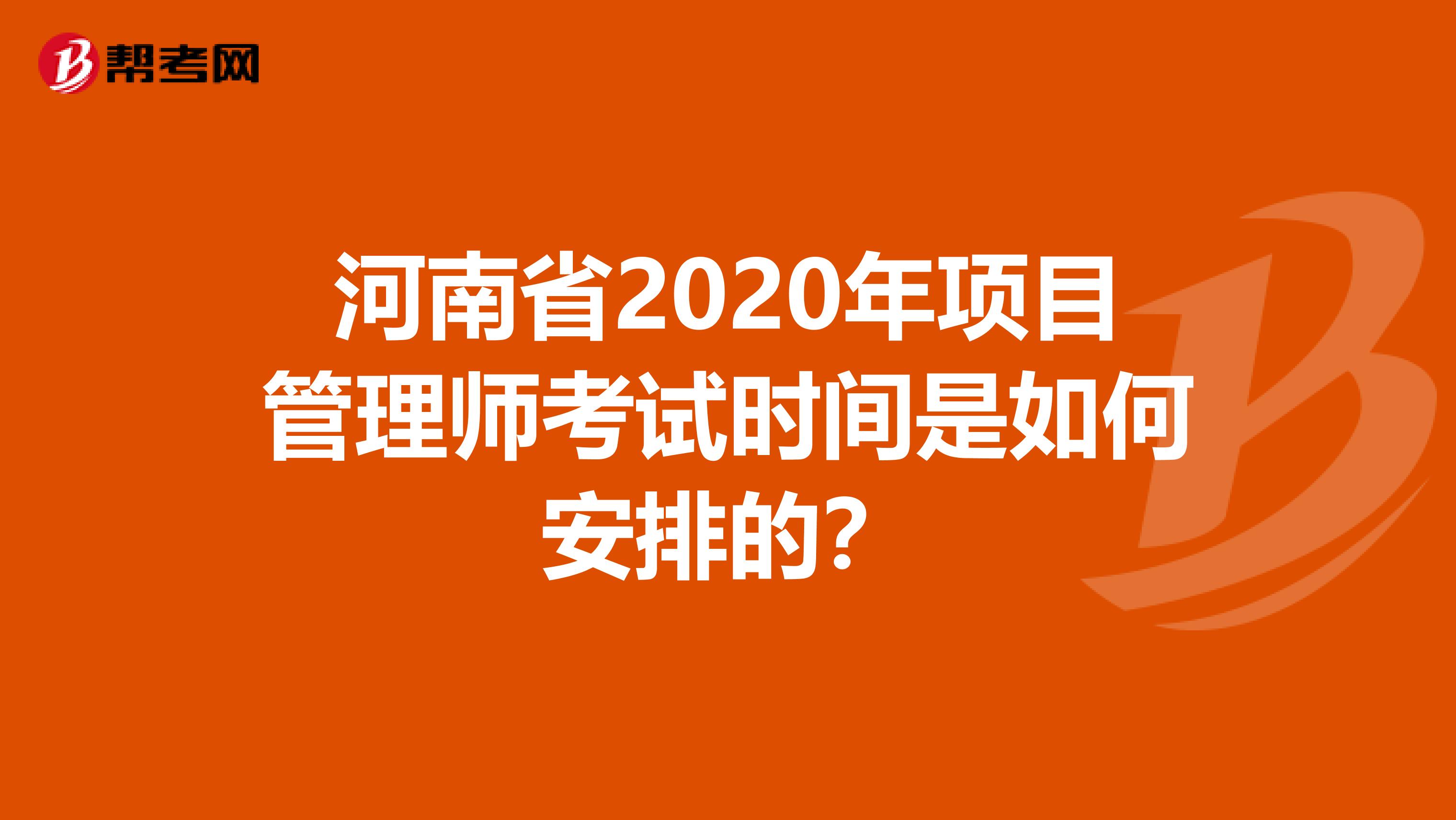 河南省2020年项目管理师考试时间是如何安排的？