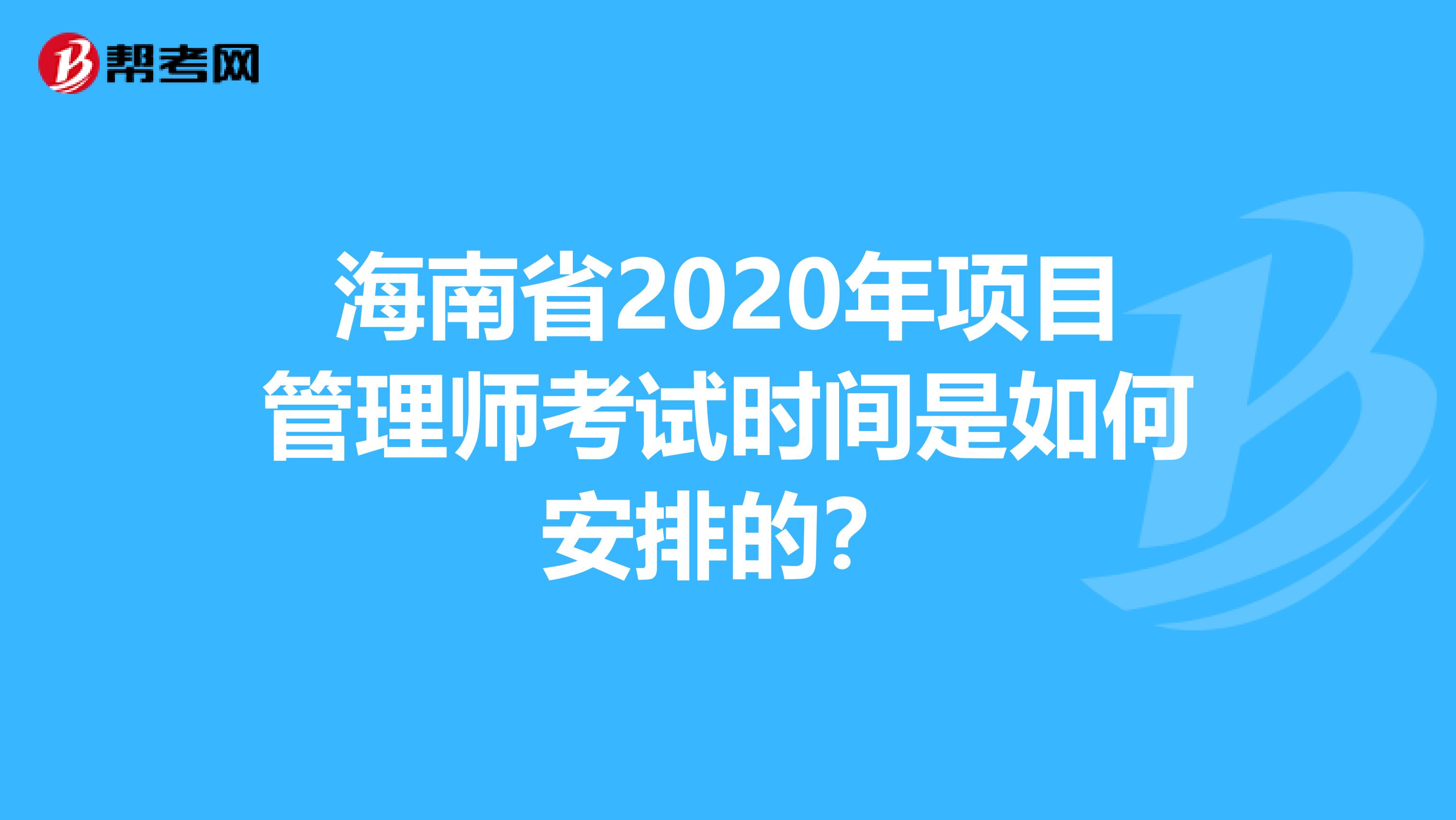 海南省2020年项目管理师考试时间是如何安排的？