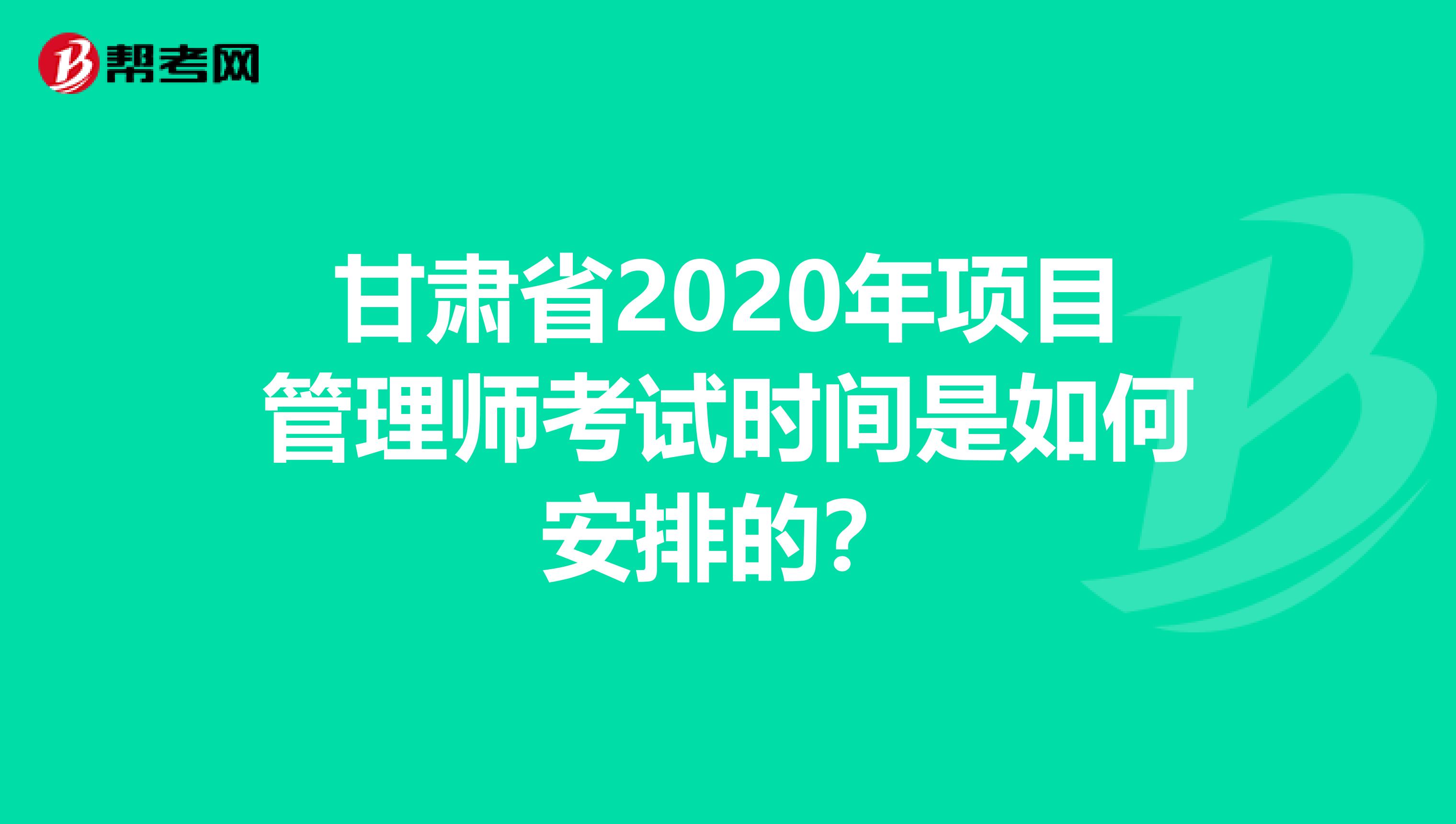 甘肃省2020年项目管理师考试时间是如何安排的？