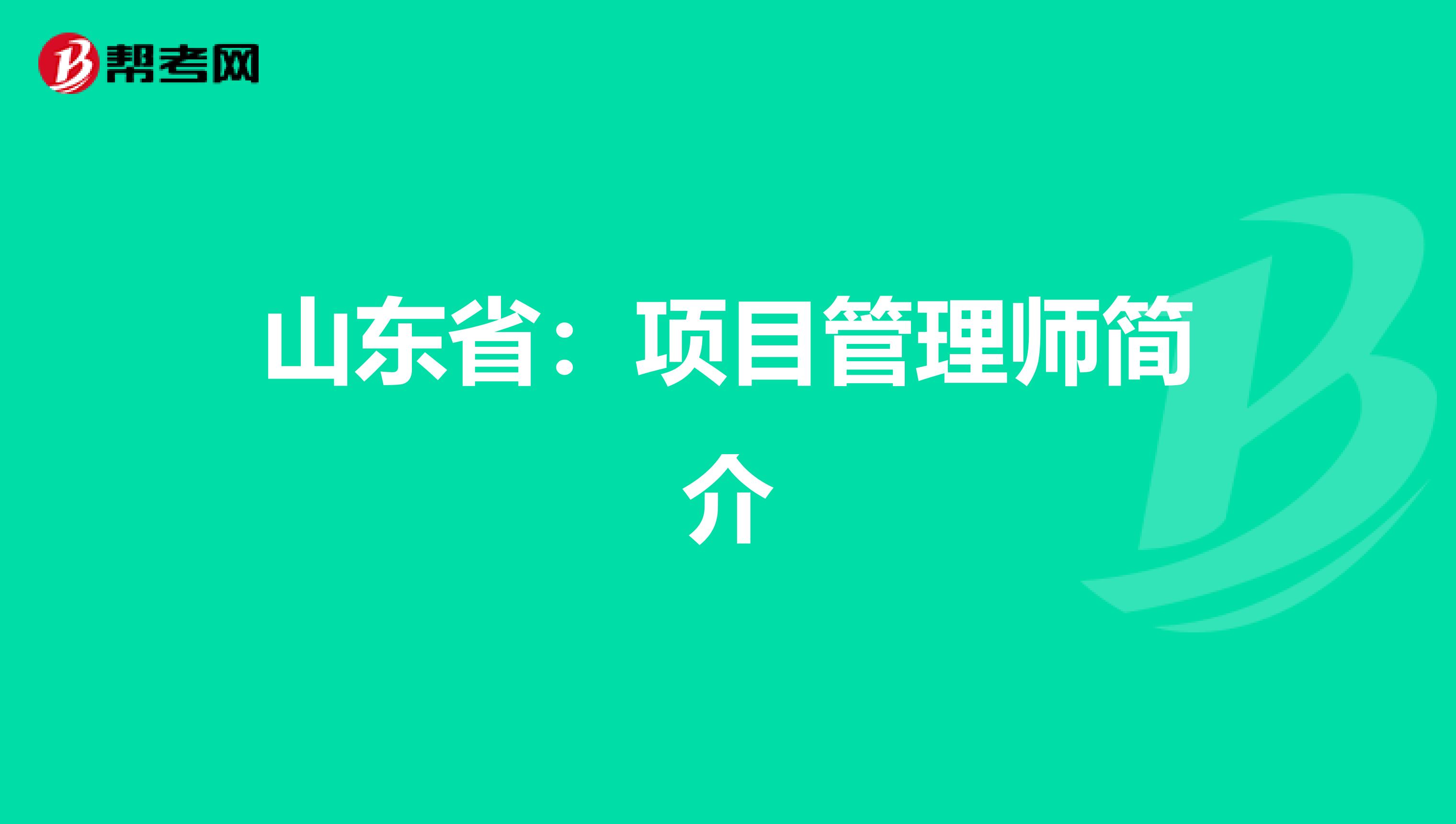 山东省：项目管理师简介