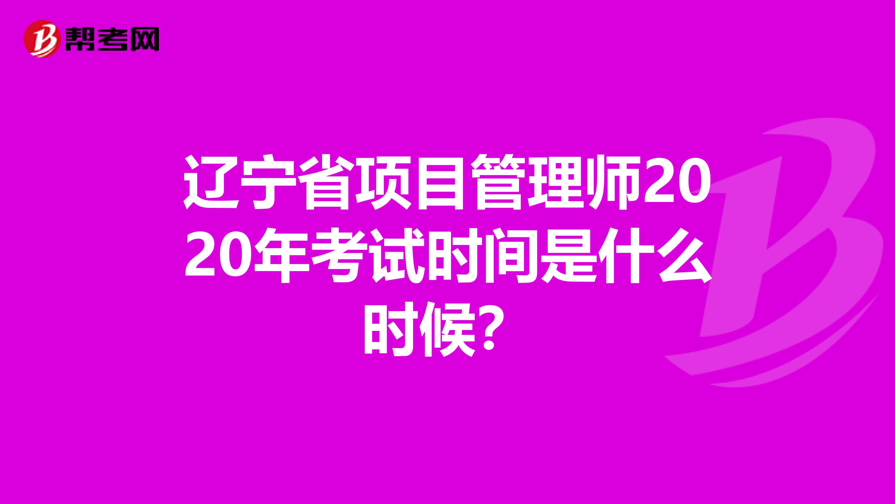辽宁省项目管理师2020年考试时间是什么时候？