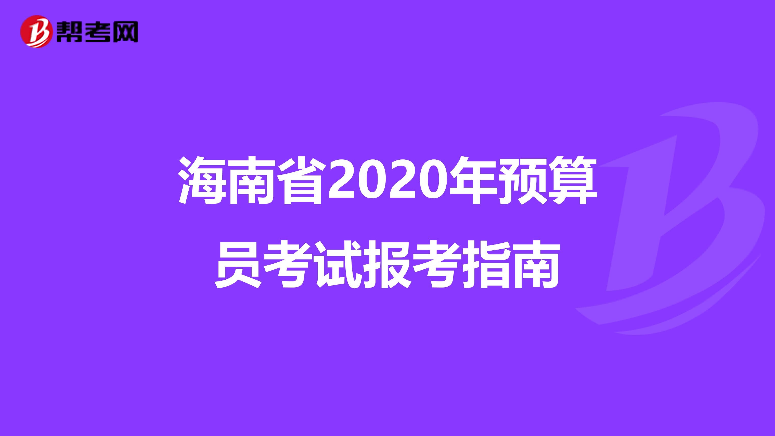 海南省2020年预算员考试报考指南