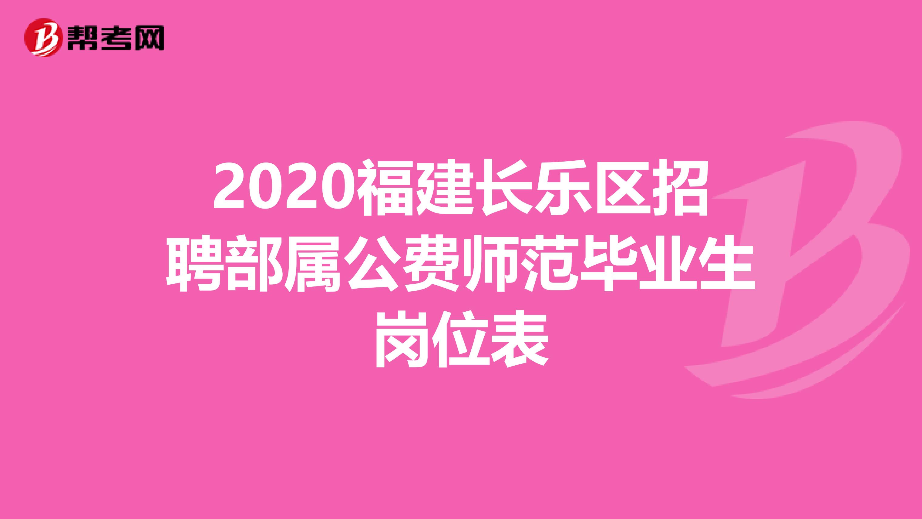 2020福建长乐区招聘部属公费师范毕业生岗位表