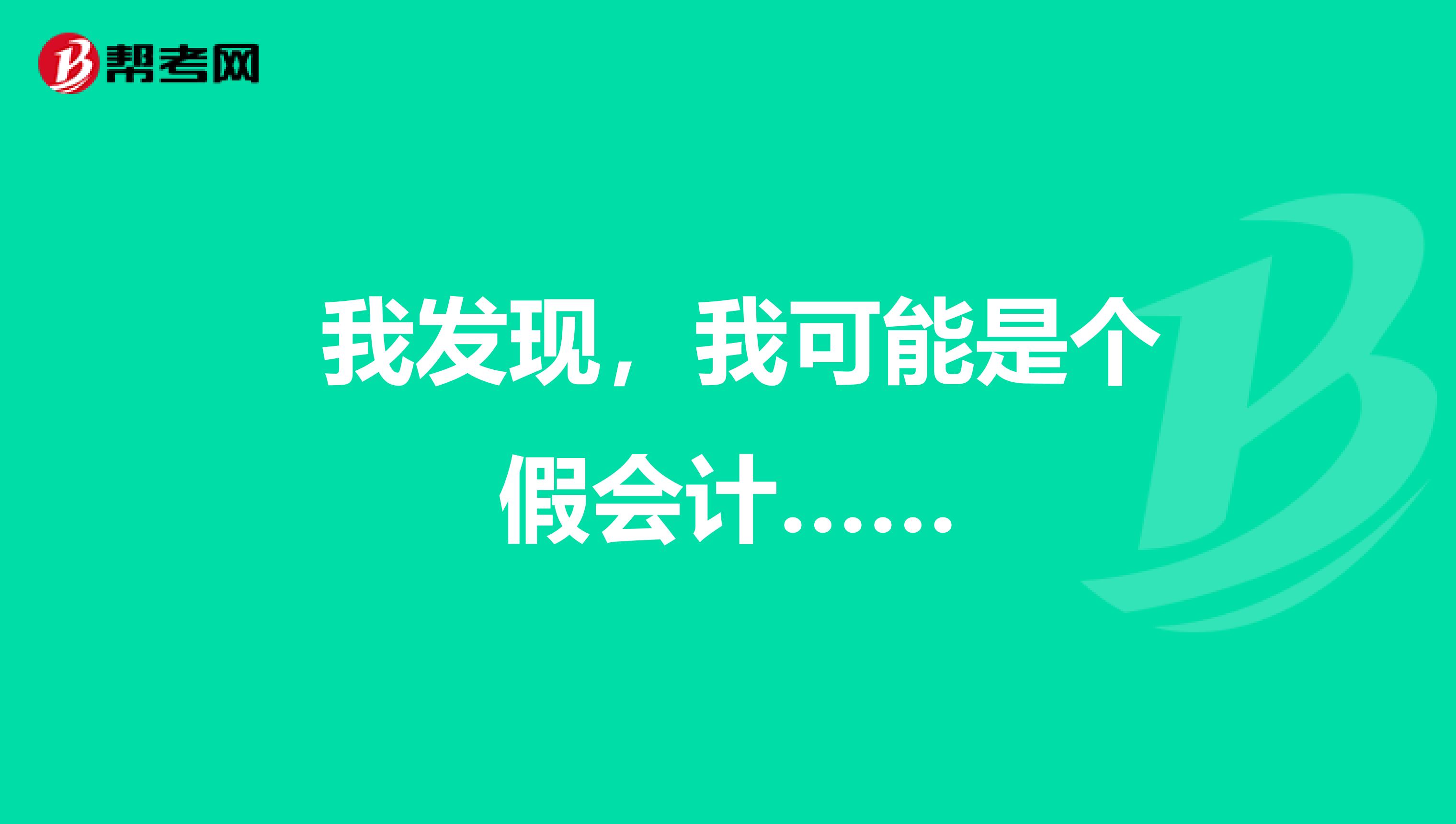  我发现，我可能是个假会计……