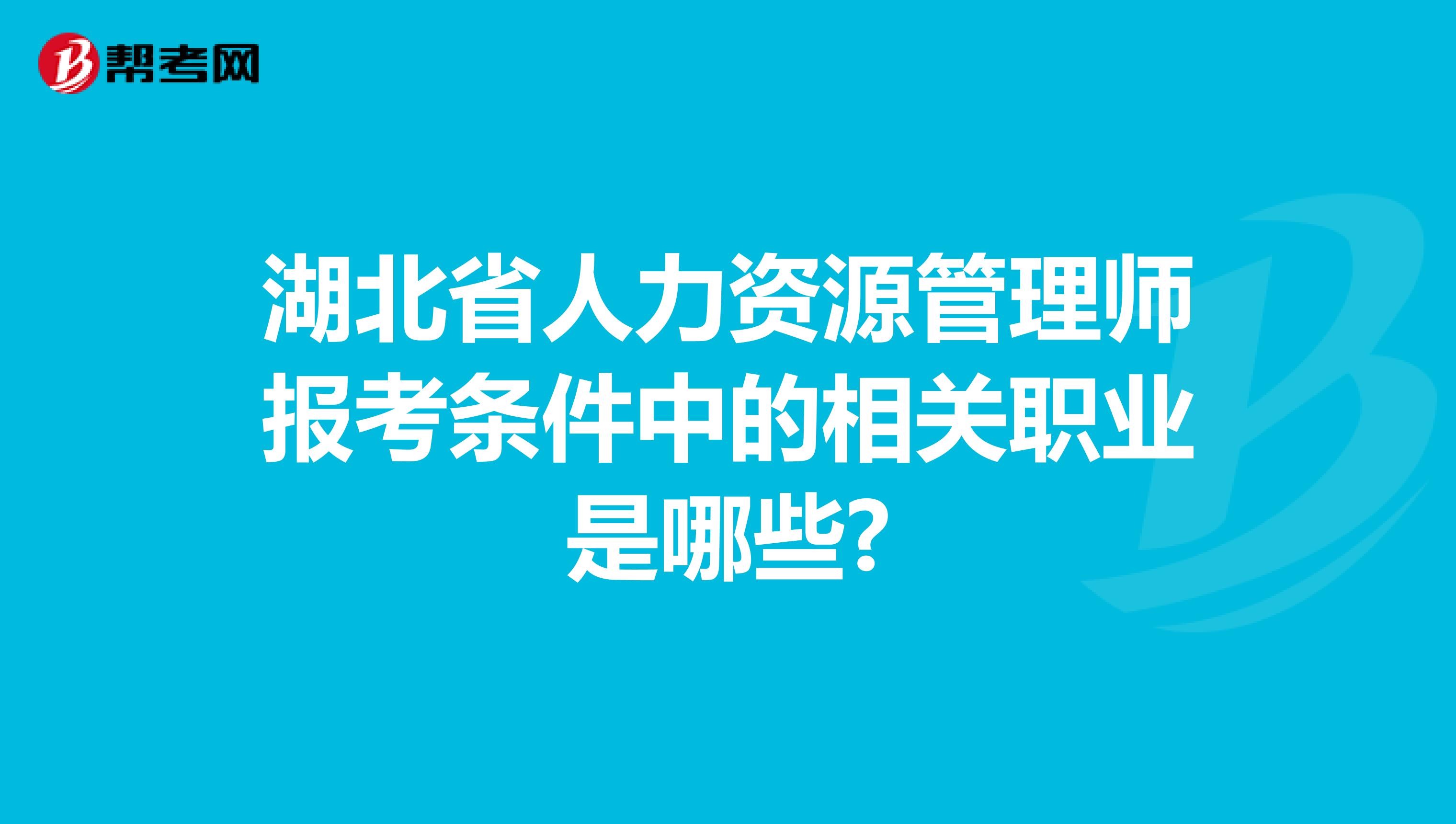 湖北省人力资源管理师报考条件中的相关职业是哪些?