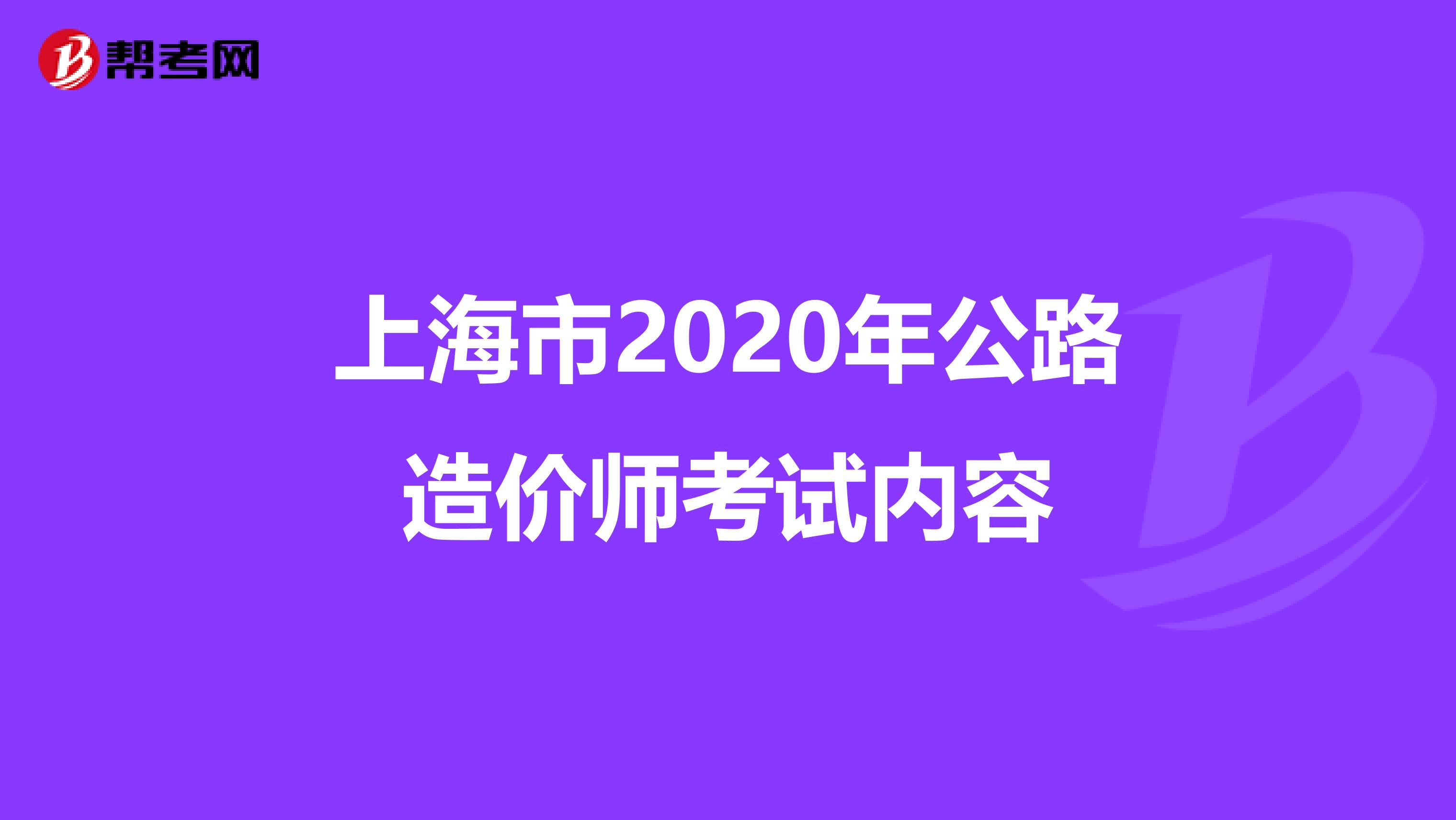 上海市2020年公路造价师考试内容