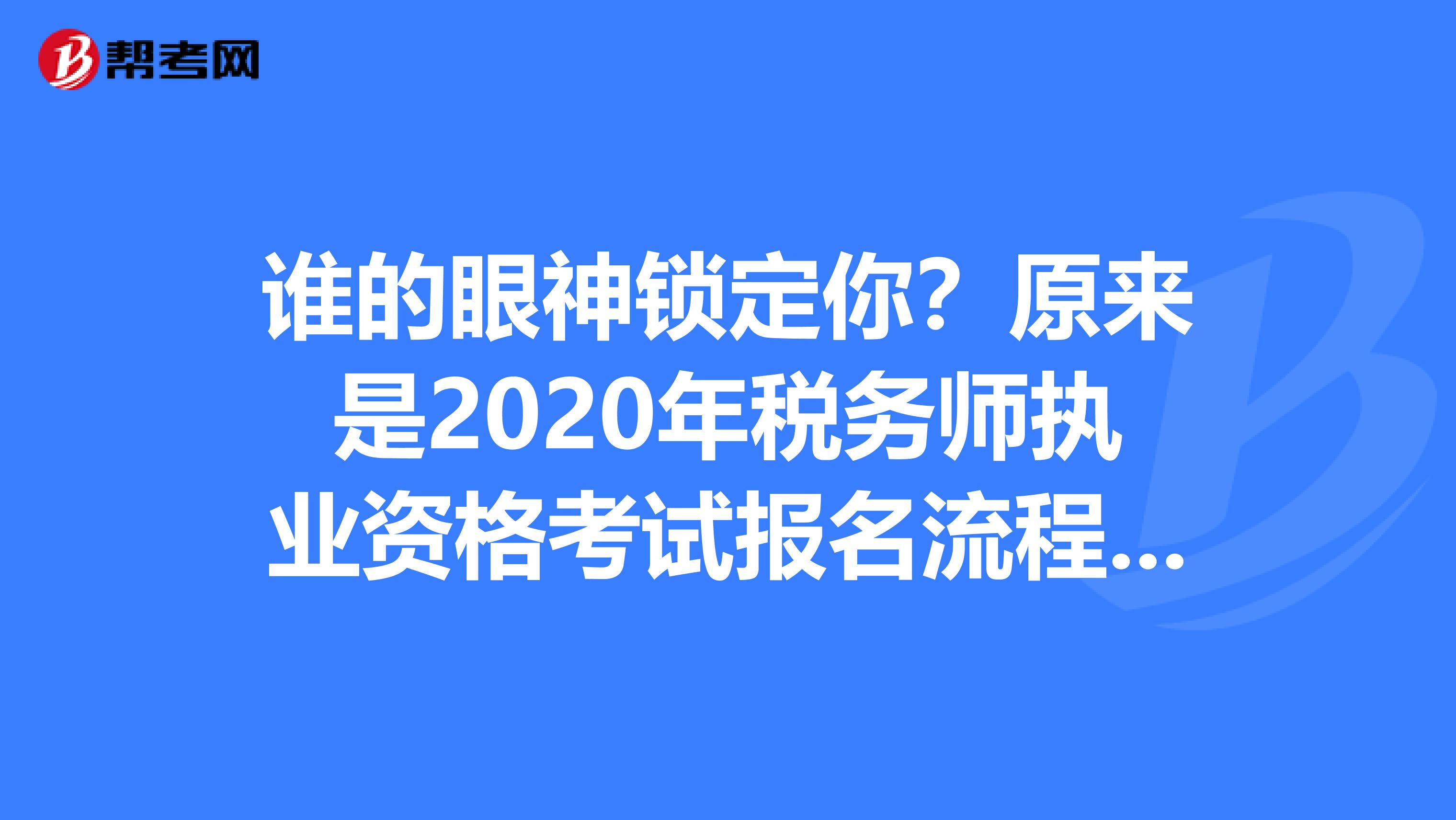 谁的眼神锁定你？原来是2020年税务师执业资格考试报名流程来了！