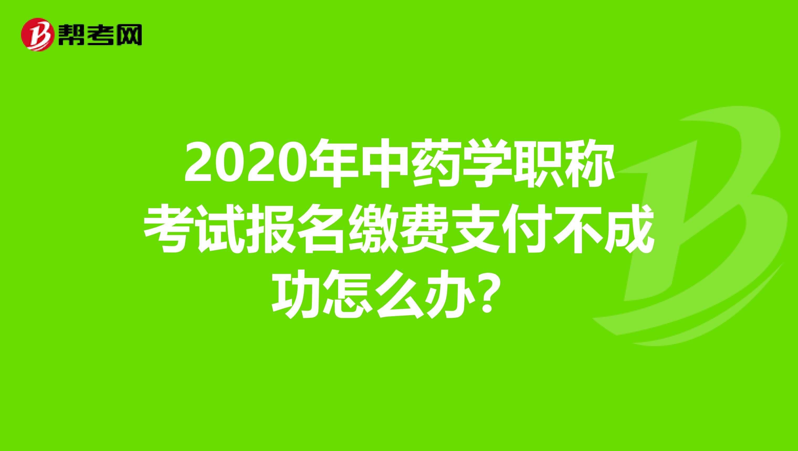 2020年中药学职称考试报名缴费支付不成功怎么办？