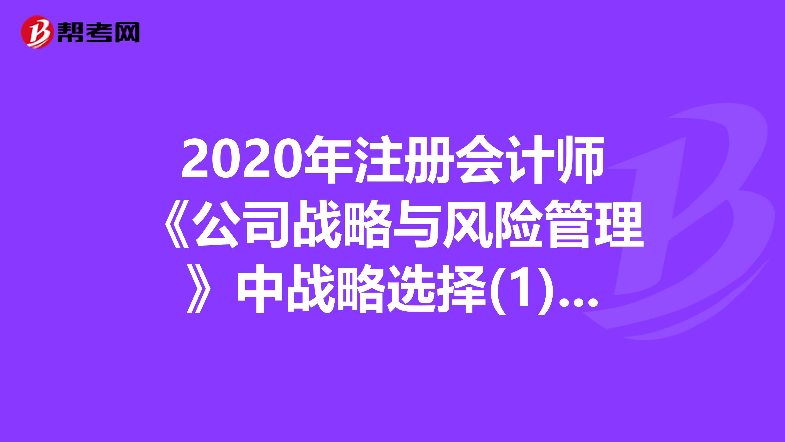 2020年注冊會計師《公司戰略與風險管理》中戰略選擇(1)的知識點辨析