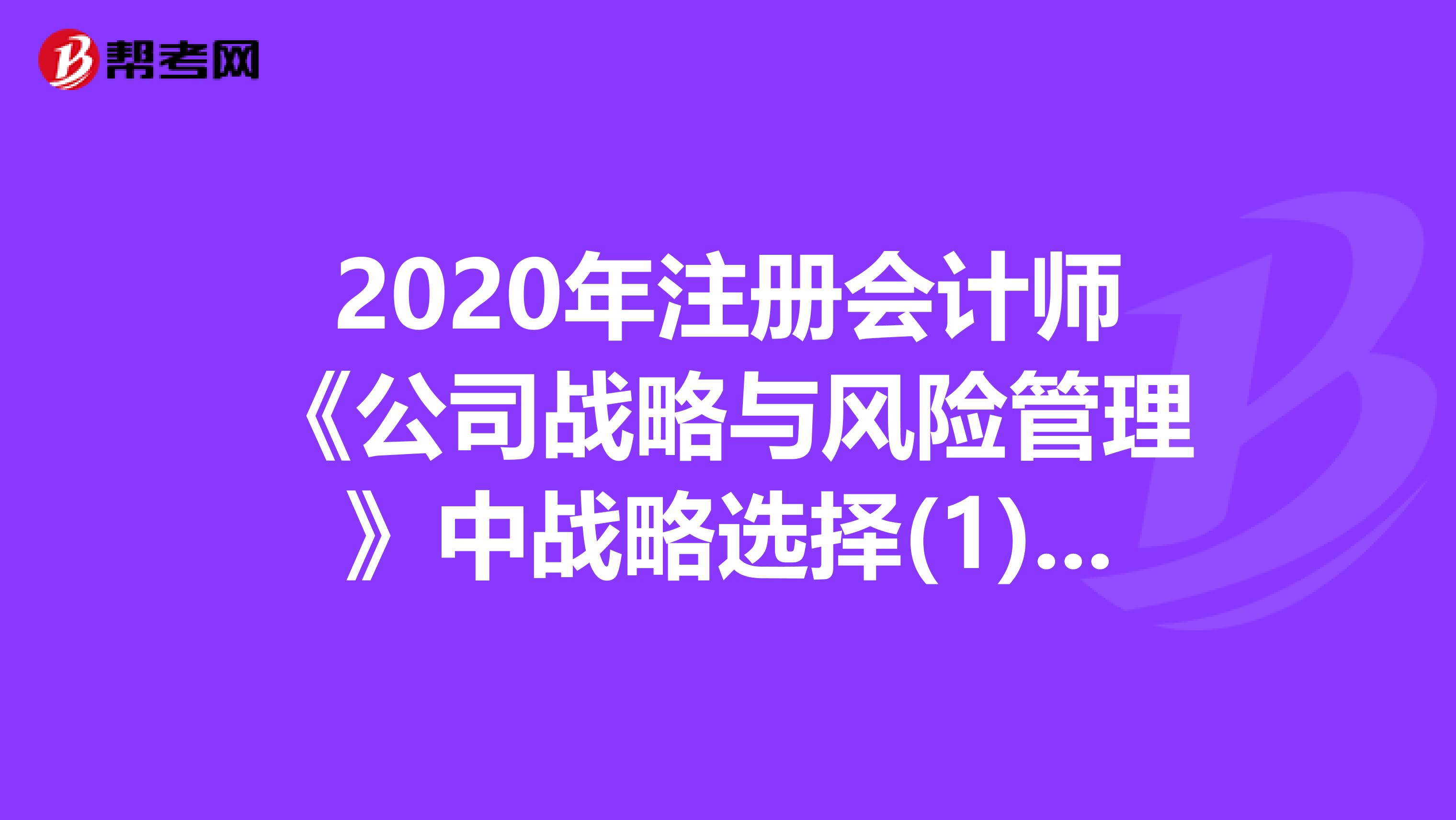 2020年注册会计师《公司战略与风险管理》中战略选择(1)的知识点辨析