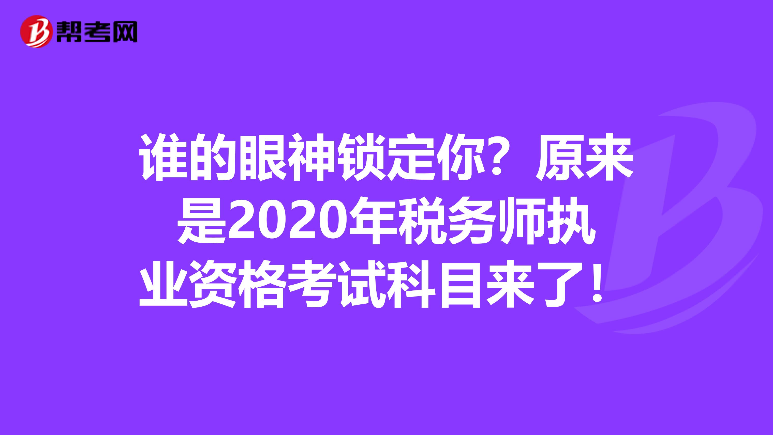 谁的眼神锁定你？原来是2020年税务师执业资格考试科目来了！