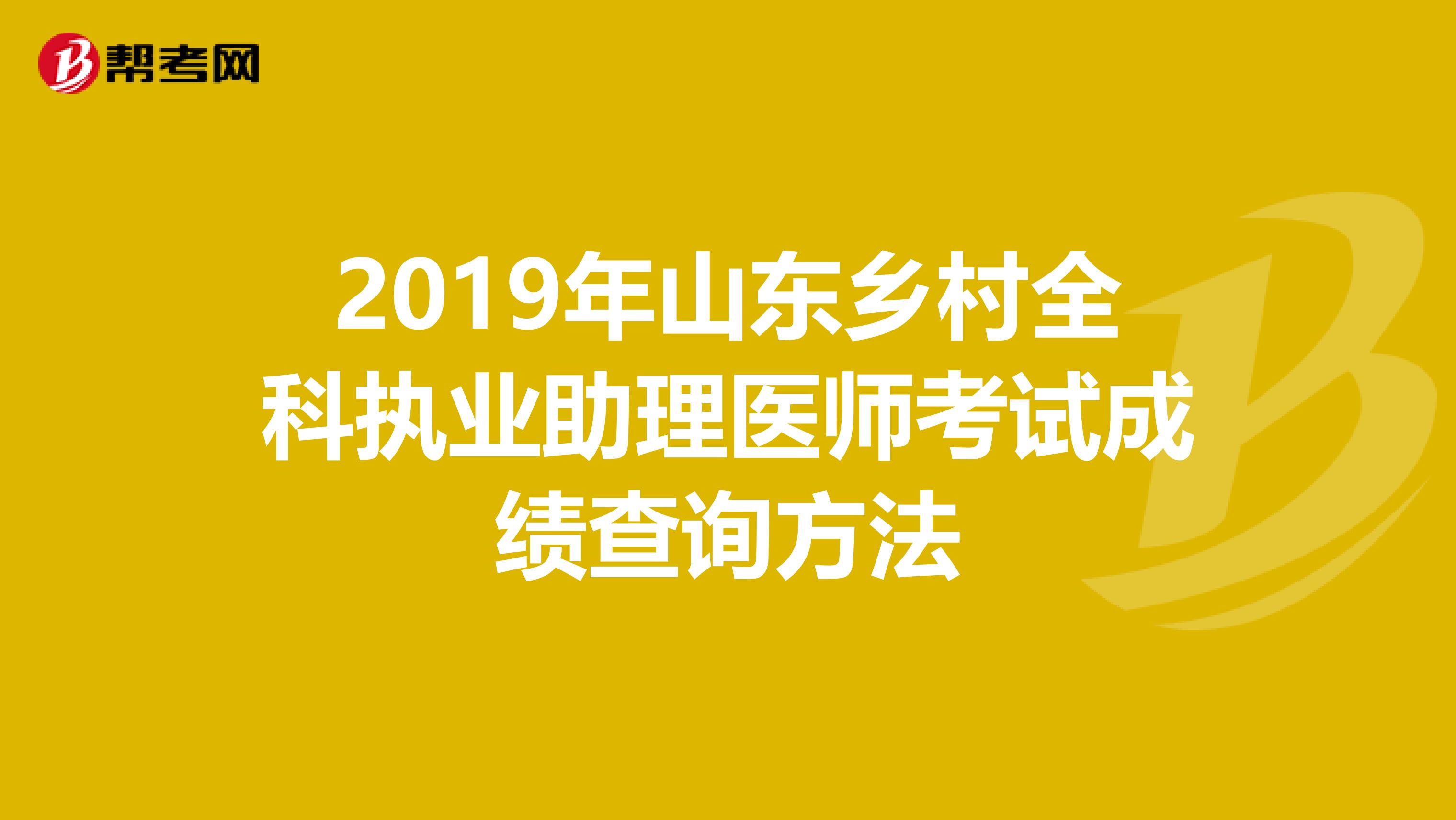 2019年山东乡村全科执业助理医师考试成绩查询方法