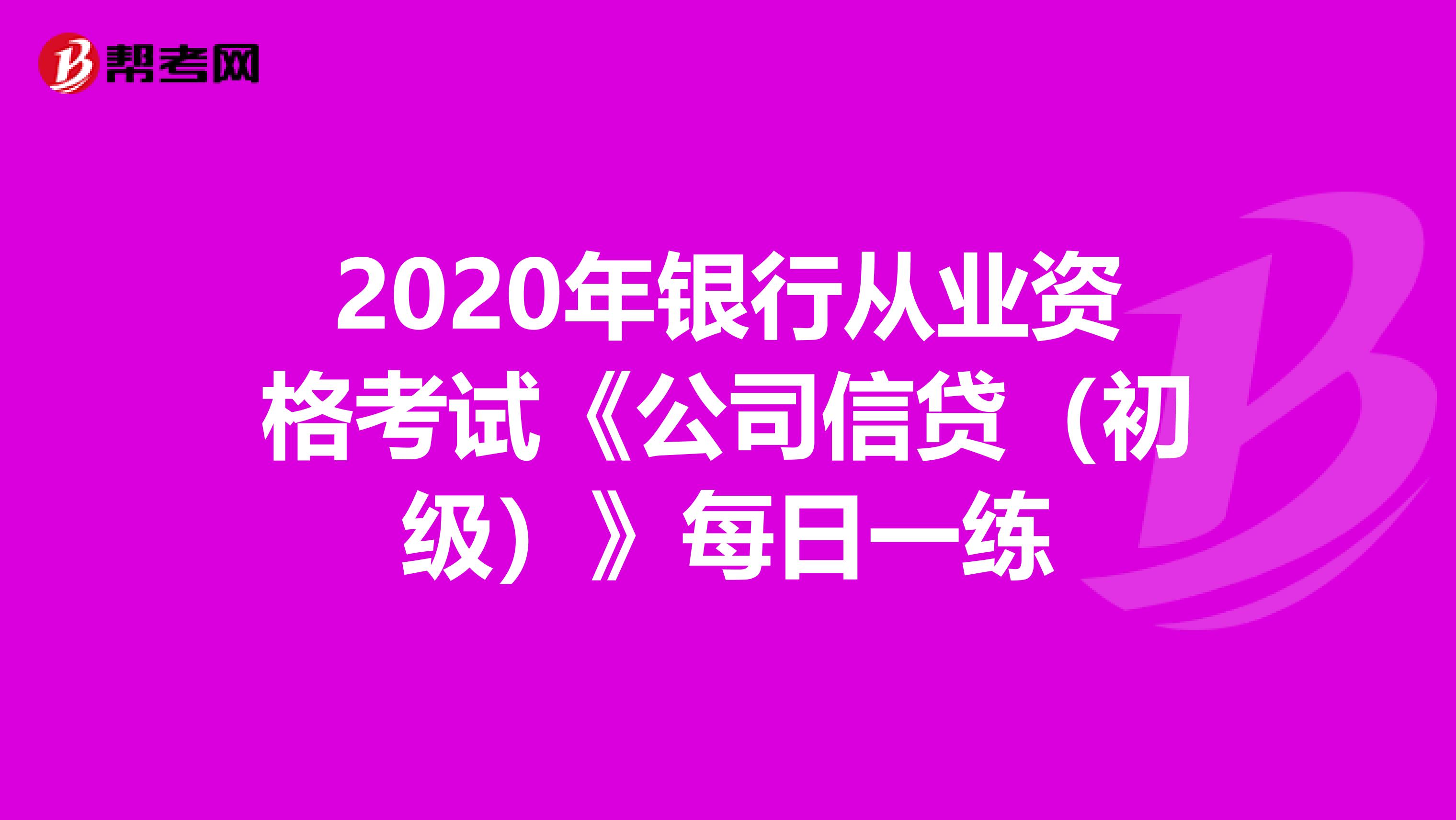 2020年银行从业资格考试《公司信贷（初级）》每日一练