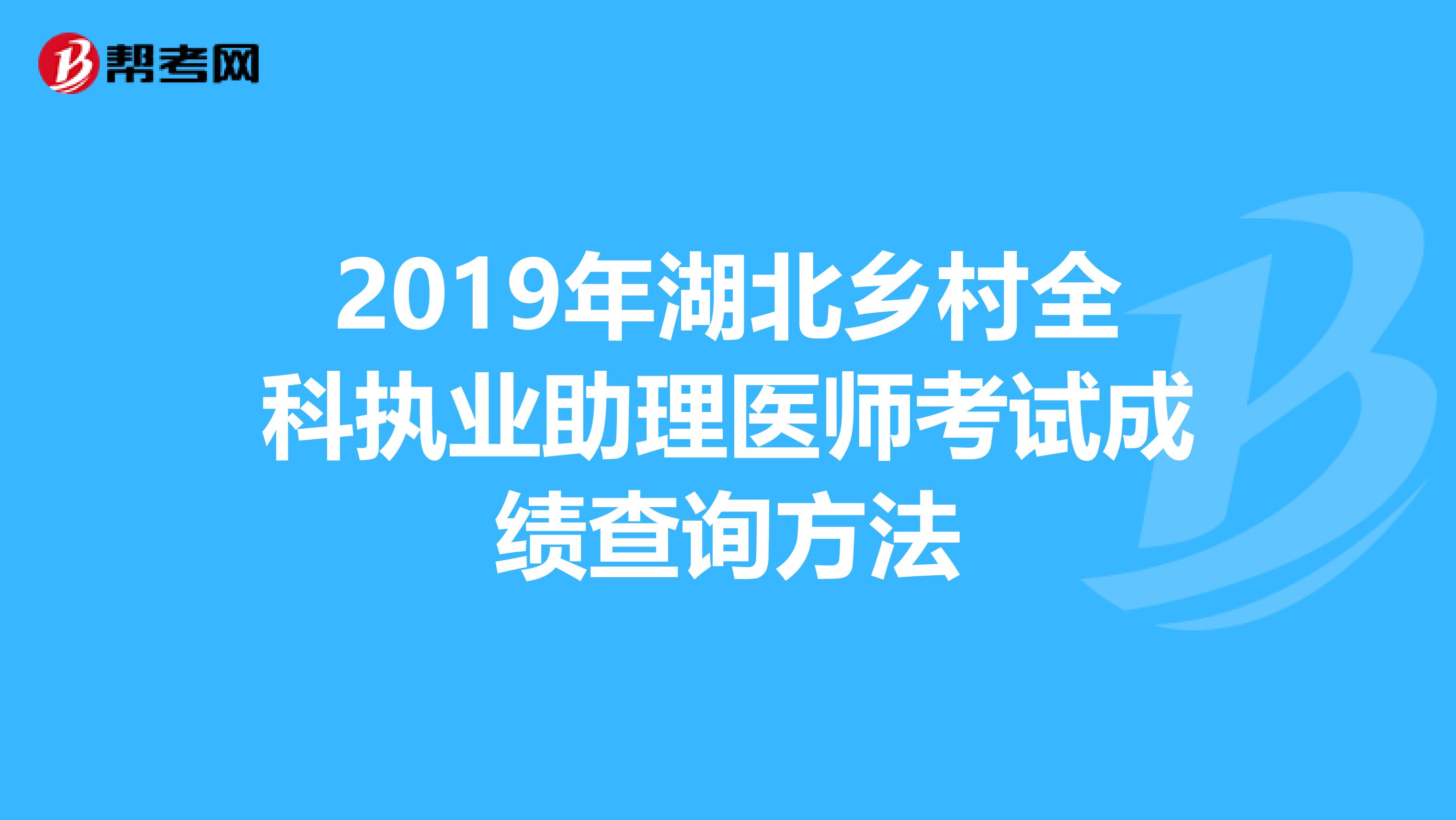 2019年湖北乡村全科执业助理医师考试成绩查询方法