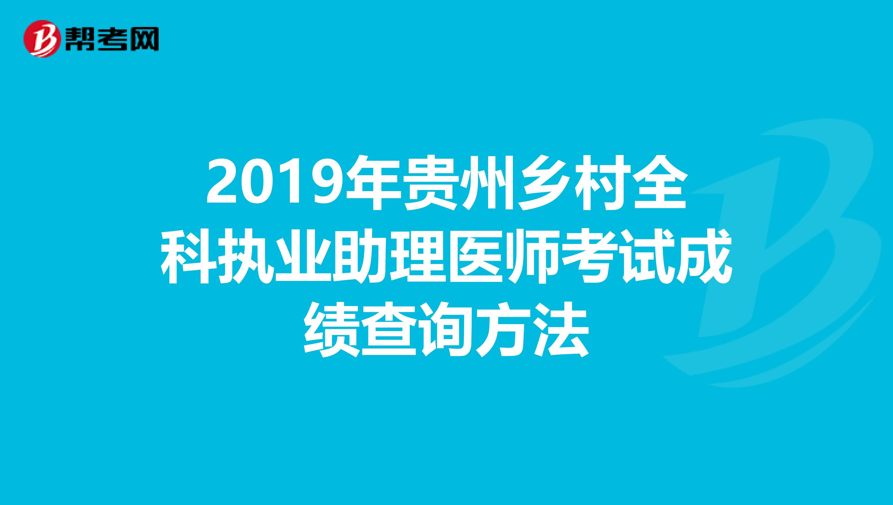 2019年贵州乡村全科执业助理医师考试成绩查询方法