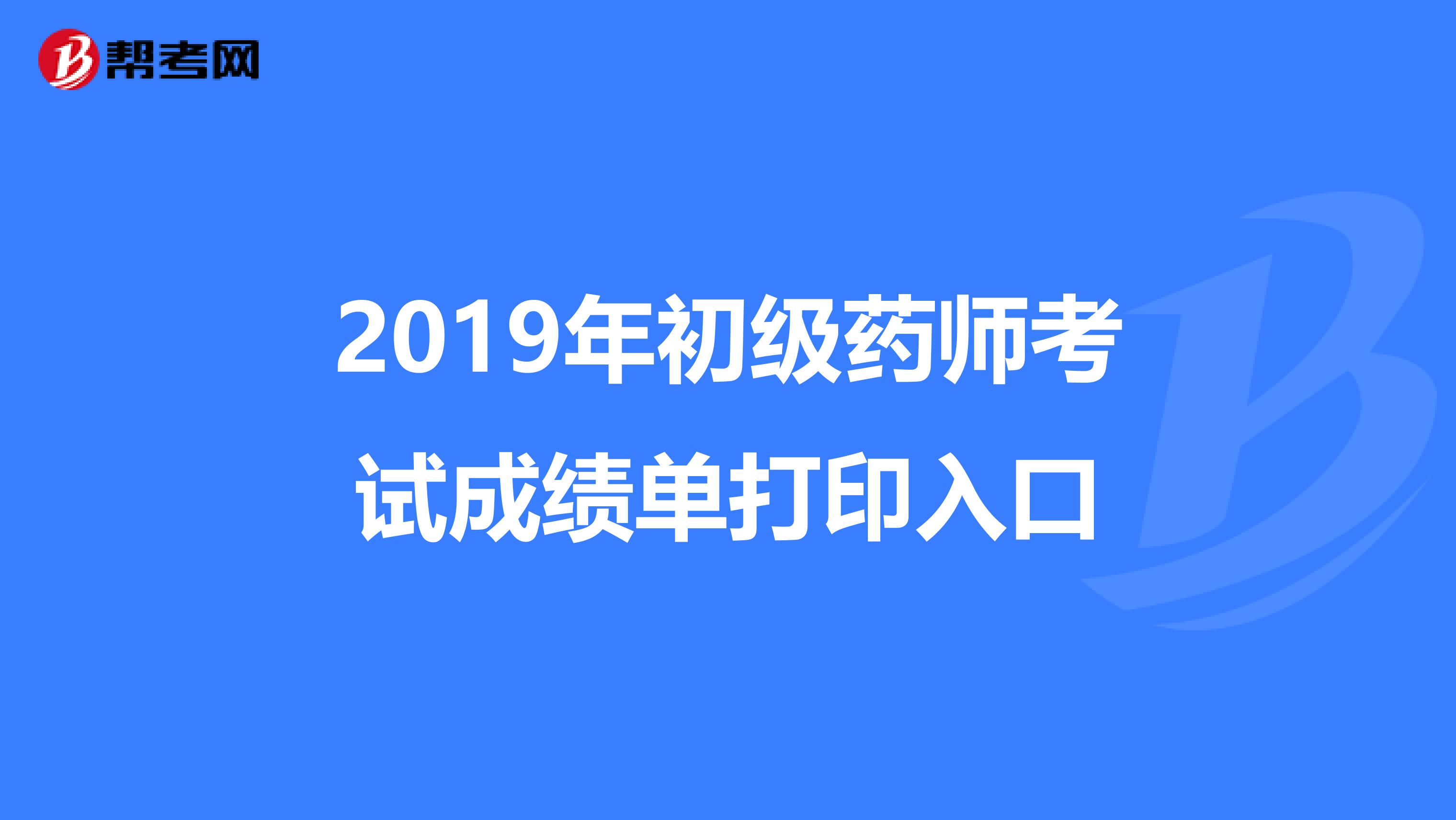 2019年初级药师考试成绩单打印入口