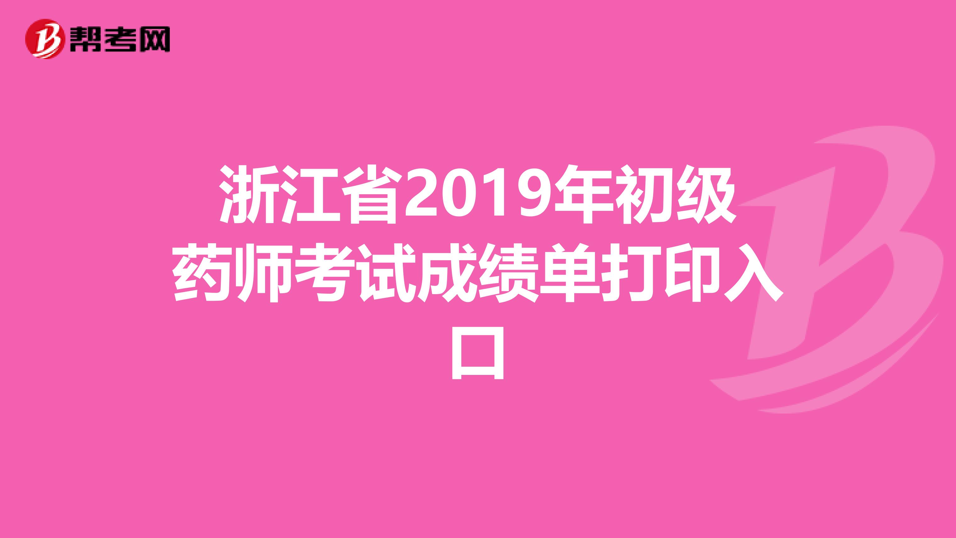 浙江省2019年初级药师考试成绩单打印入口