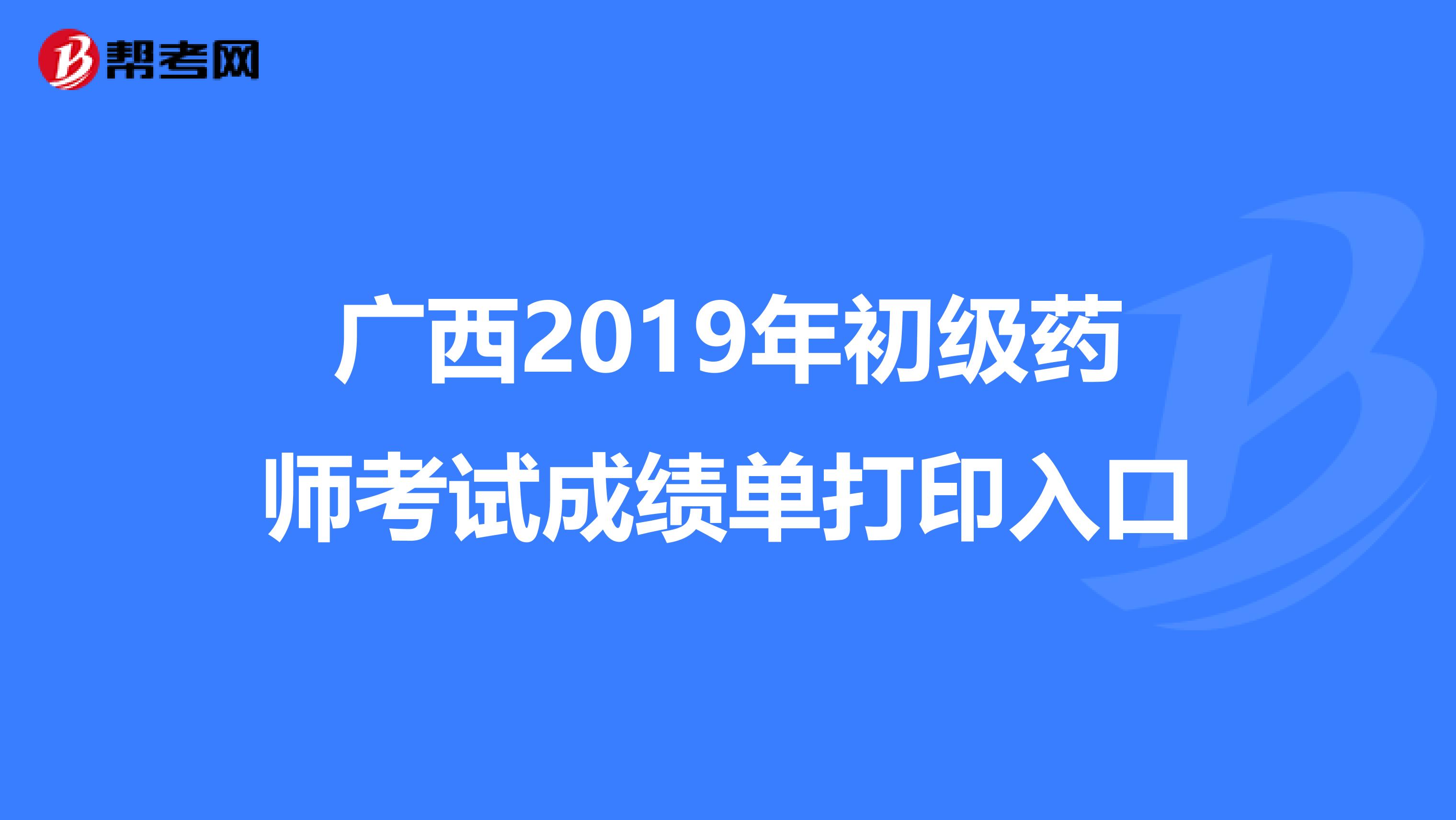 广西2019年初级药师考试成绩单打印入口