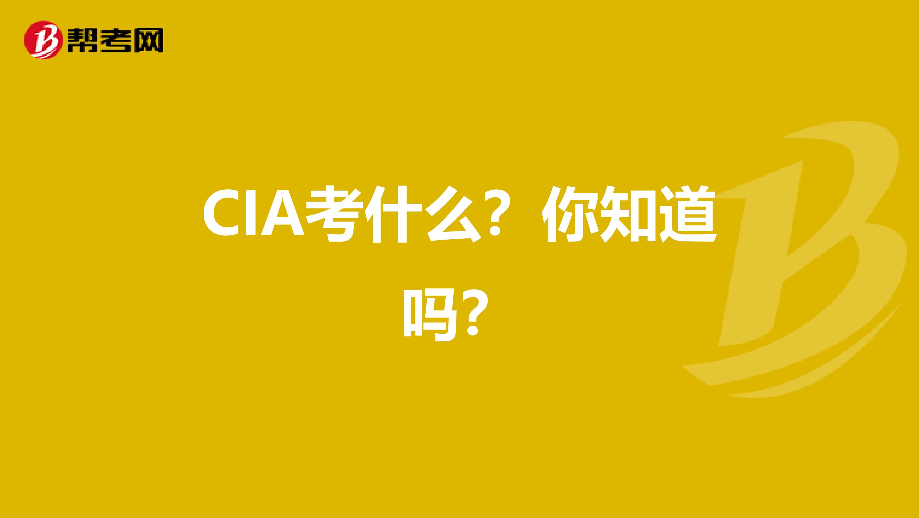 CIA考什么？你知道吗？