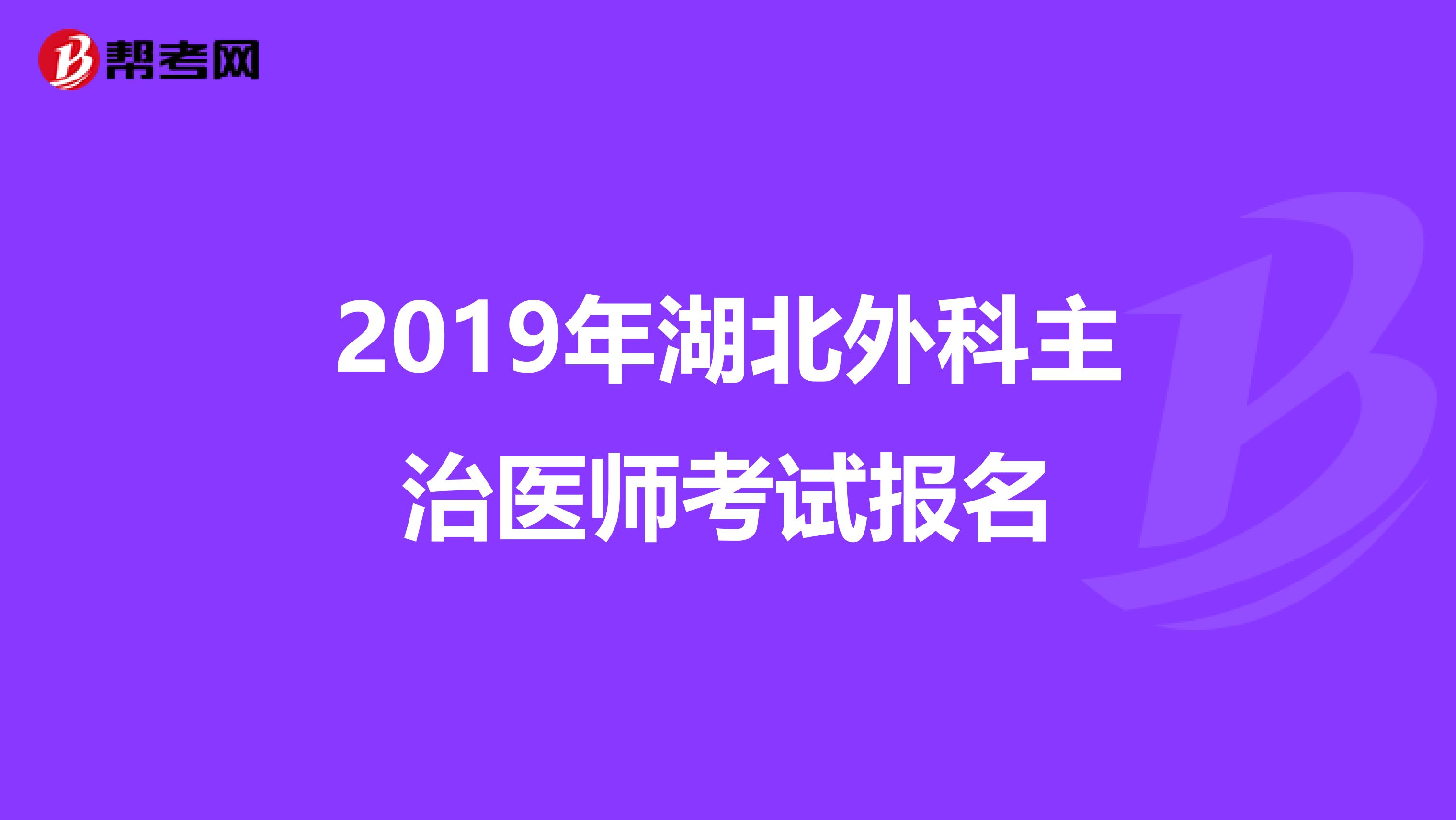 2019年湖北外科主治医师考试报名