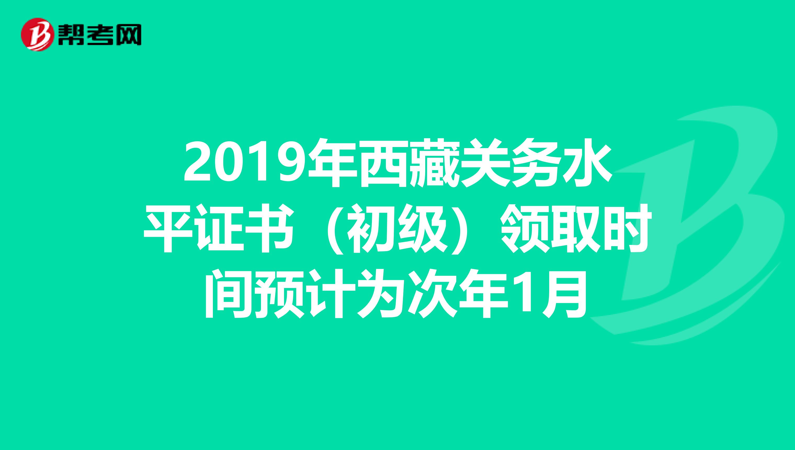 2019年西藏关务水平证书（初级）领取时间预计为次年1月