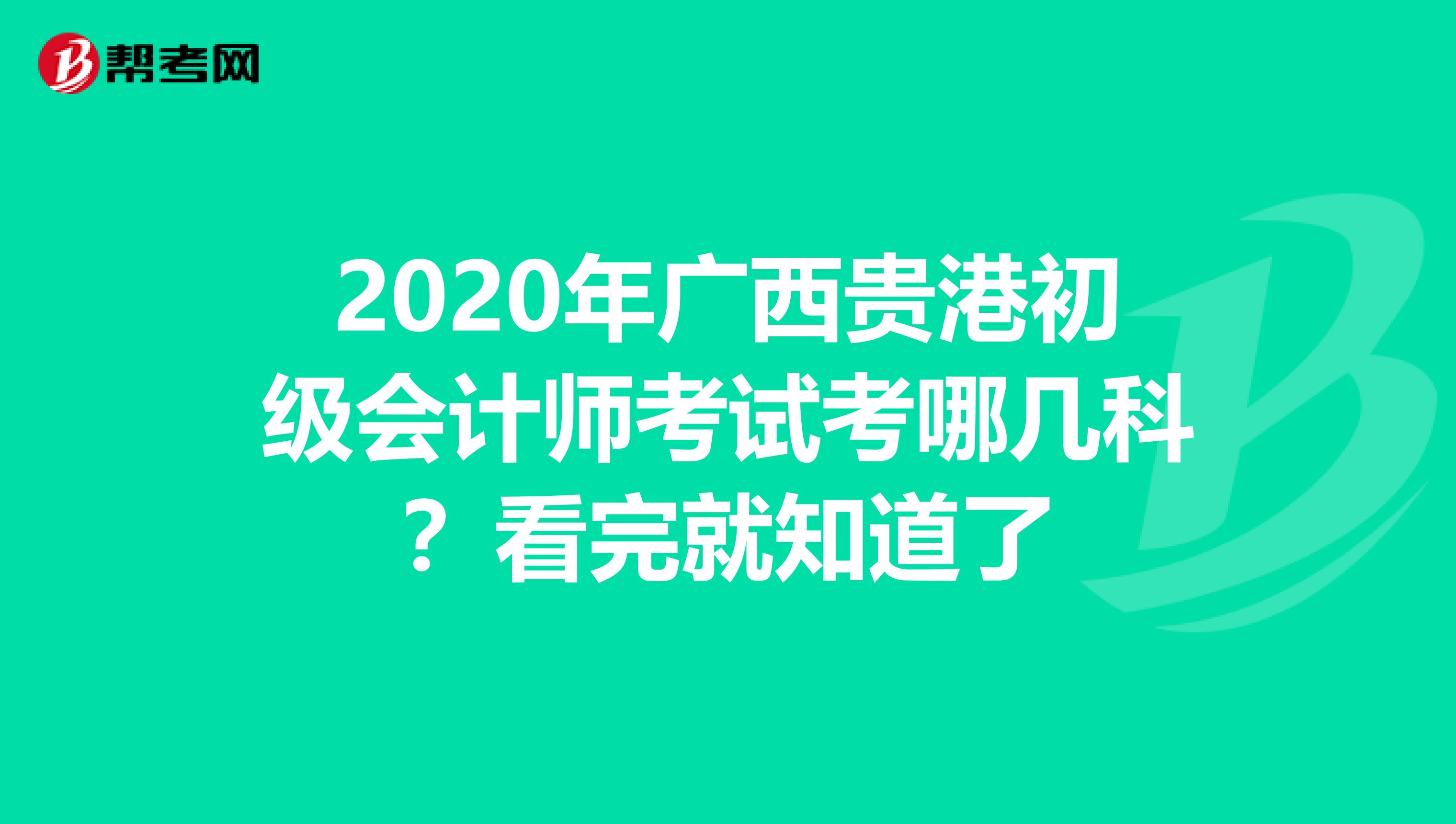 2020年广西贵港初级会计师考试考哪几科？看完就知道了