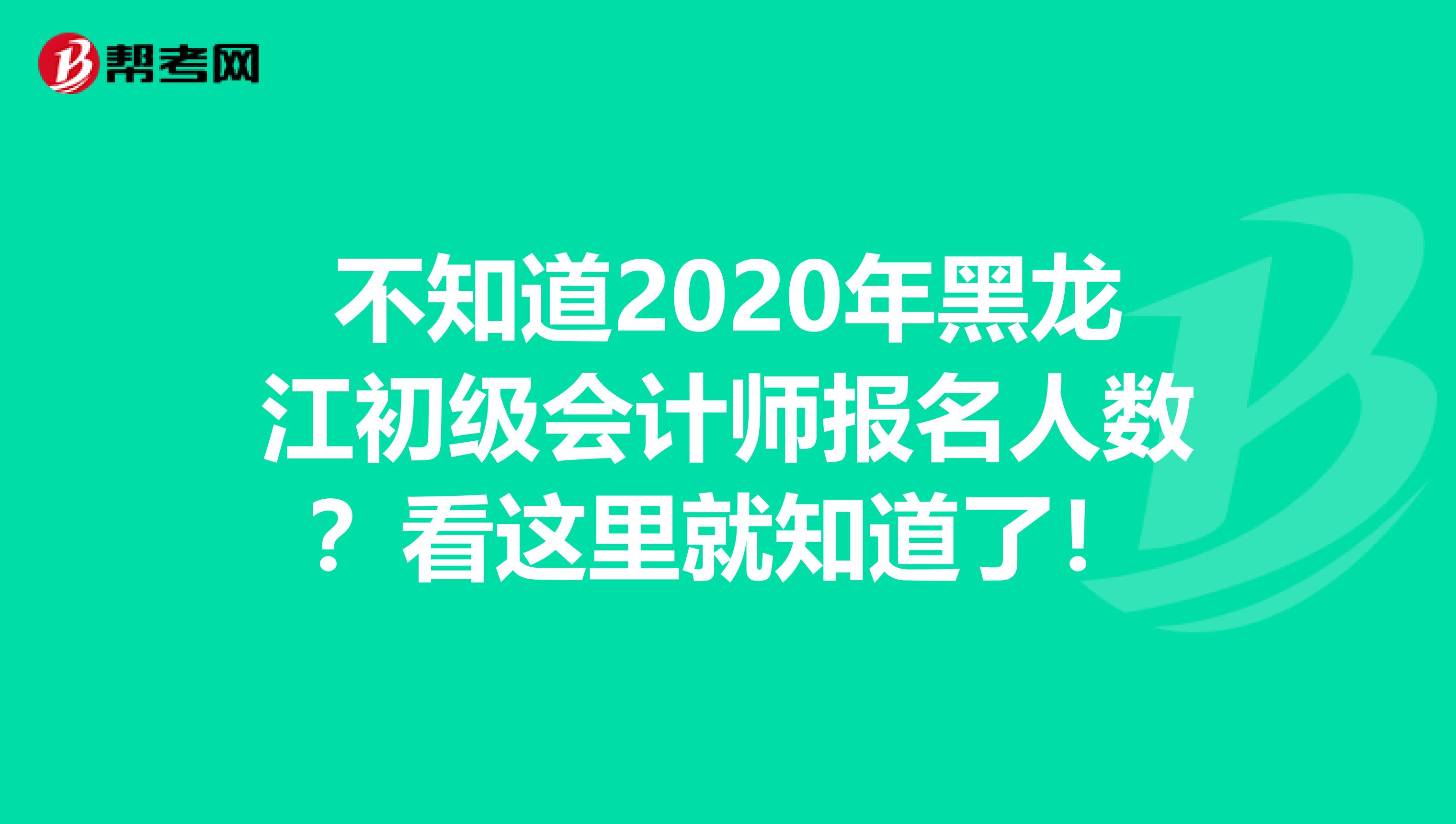 不知道2020年黑龙江初级会计师报名人数？看这里就知道了！